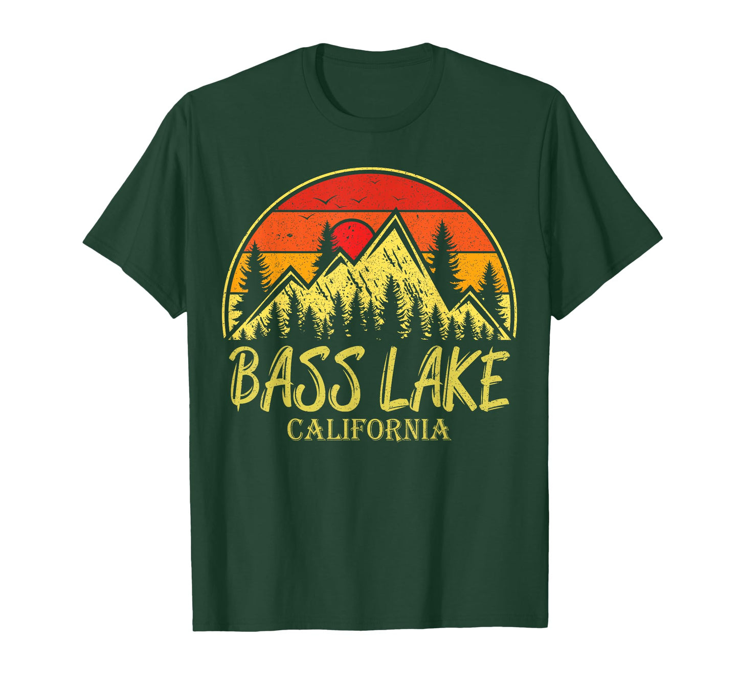 Vintage Bass Lake California CA Mountains Hiking Souvenir T-Shirt