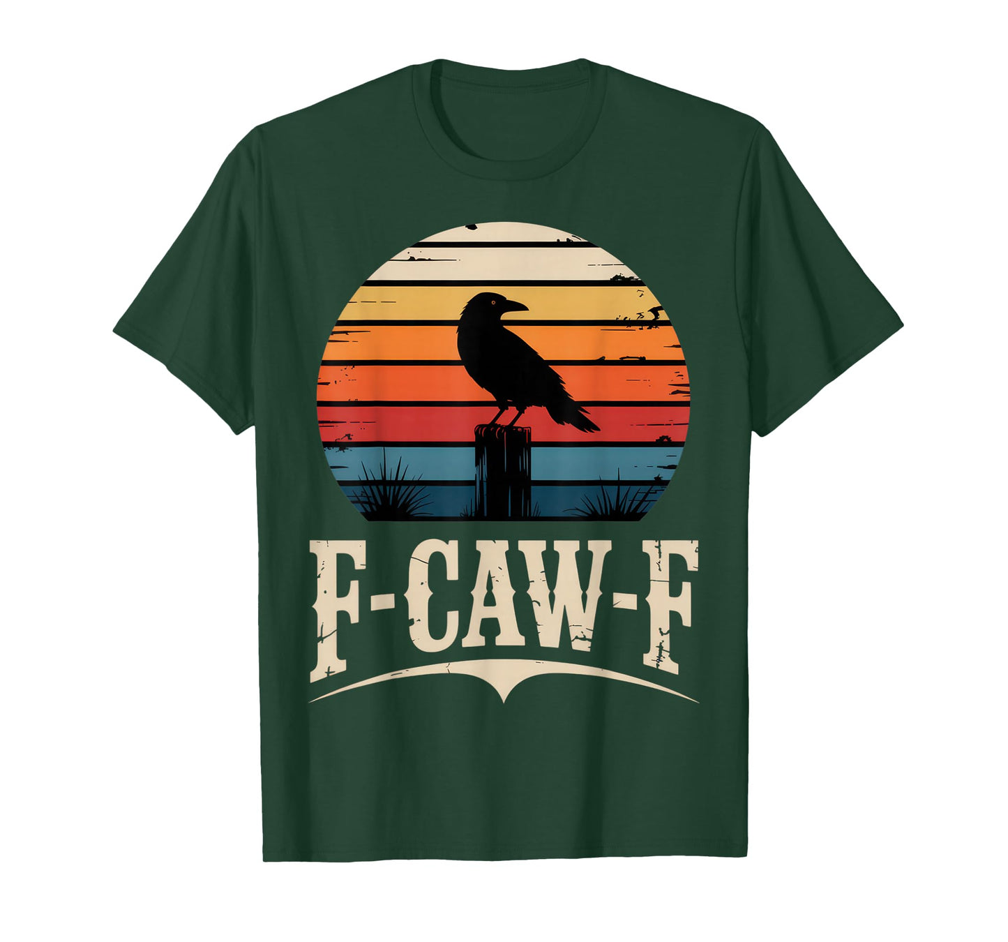 F-CAW-F Funny Raven Outfit Retro Sunset Crow Vintage Look T-Shirt