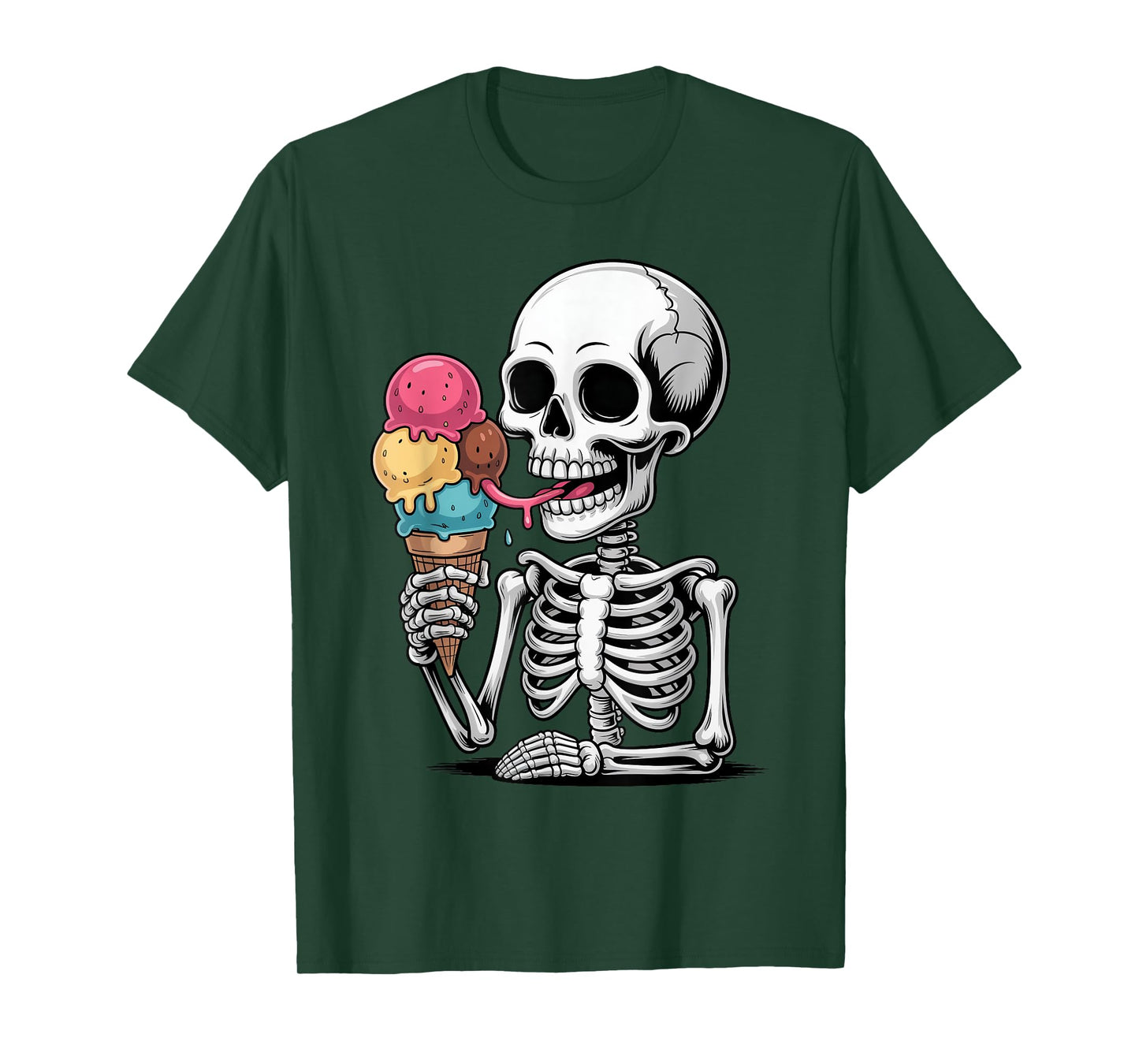 Halloween Skeleton Eating Ice Cream Kids Trick or Treat T-Shirt