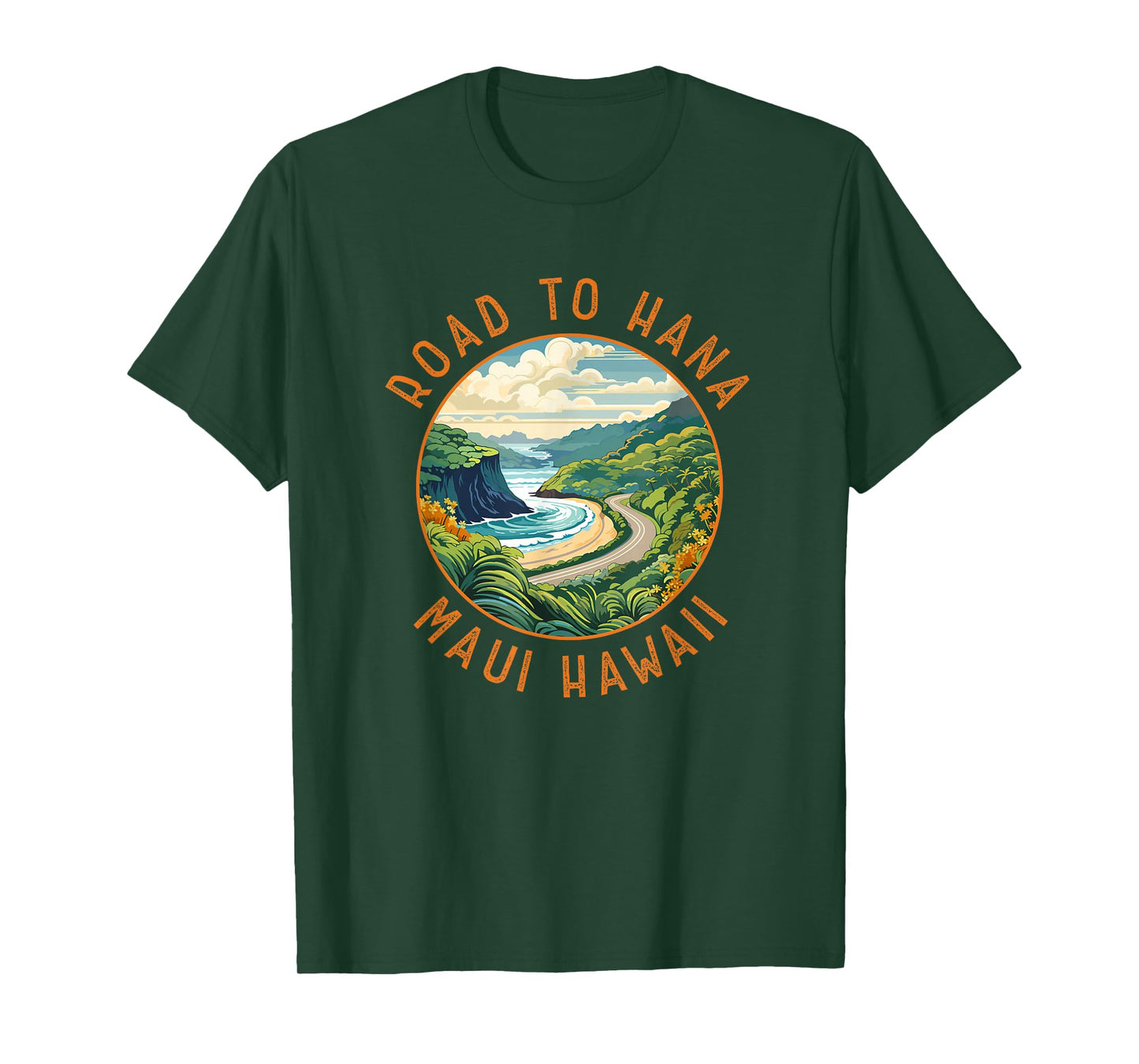 Road to Hana Maui Hawaii Distressed Circle T-Shirt