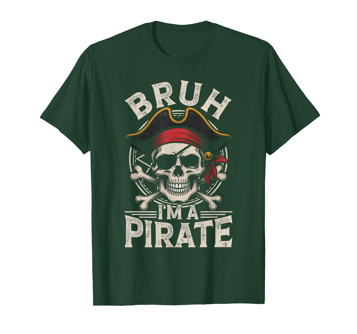 Bruh I'm A Pirate Retro Funny Lazy Skull Costume Halloween T-Shirt