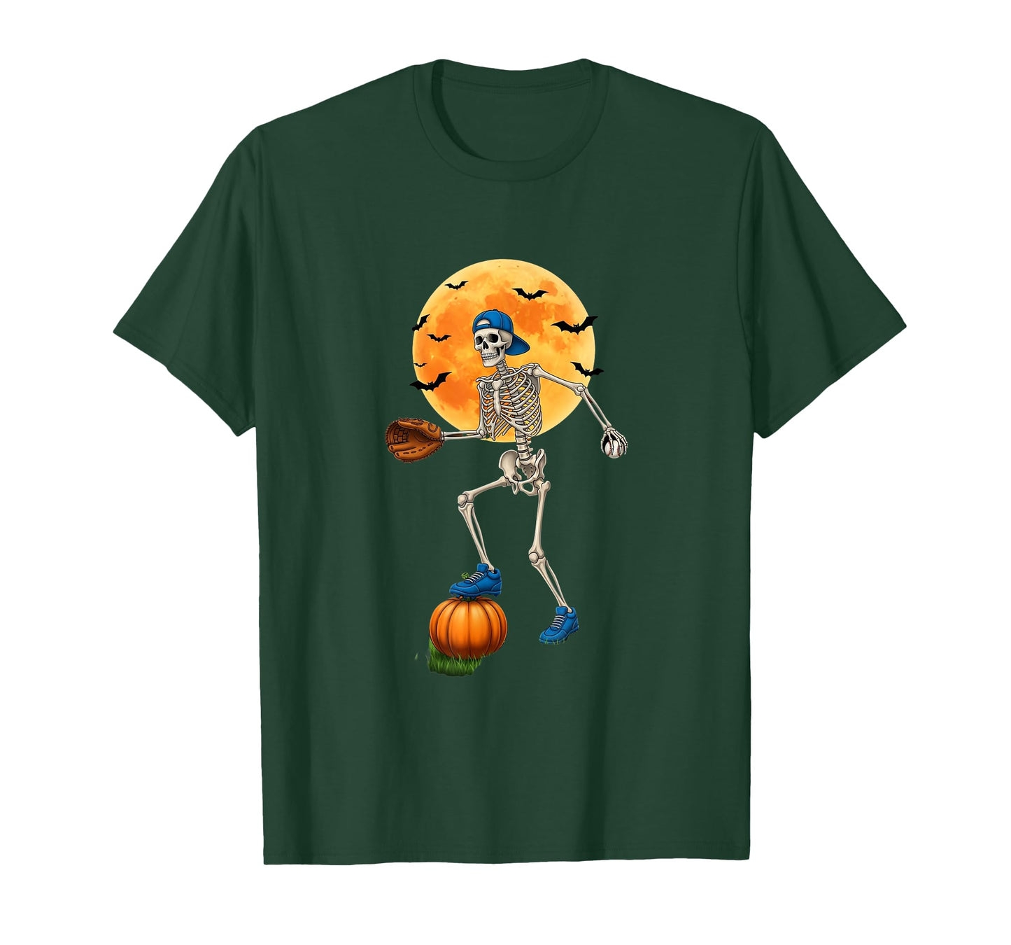 Skeleton Basketball Pumpkin Funny Halloween T-Shirt