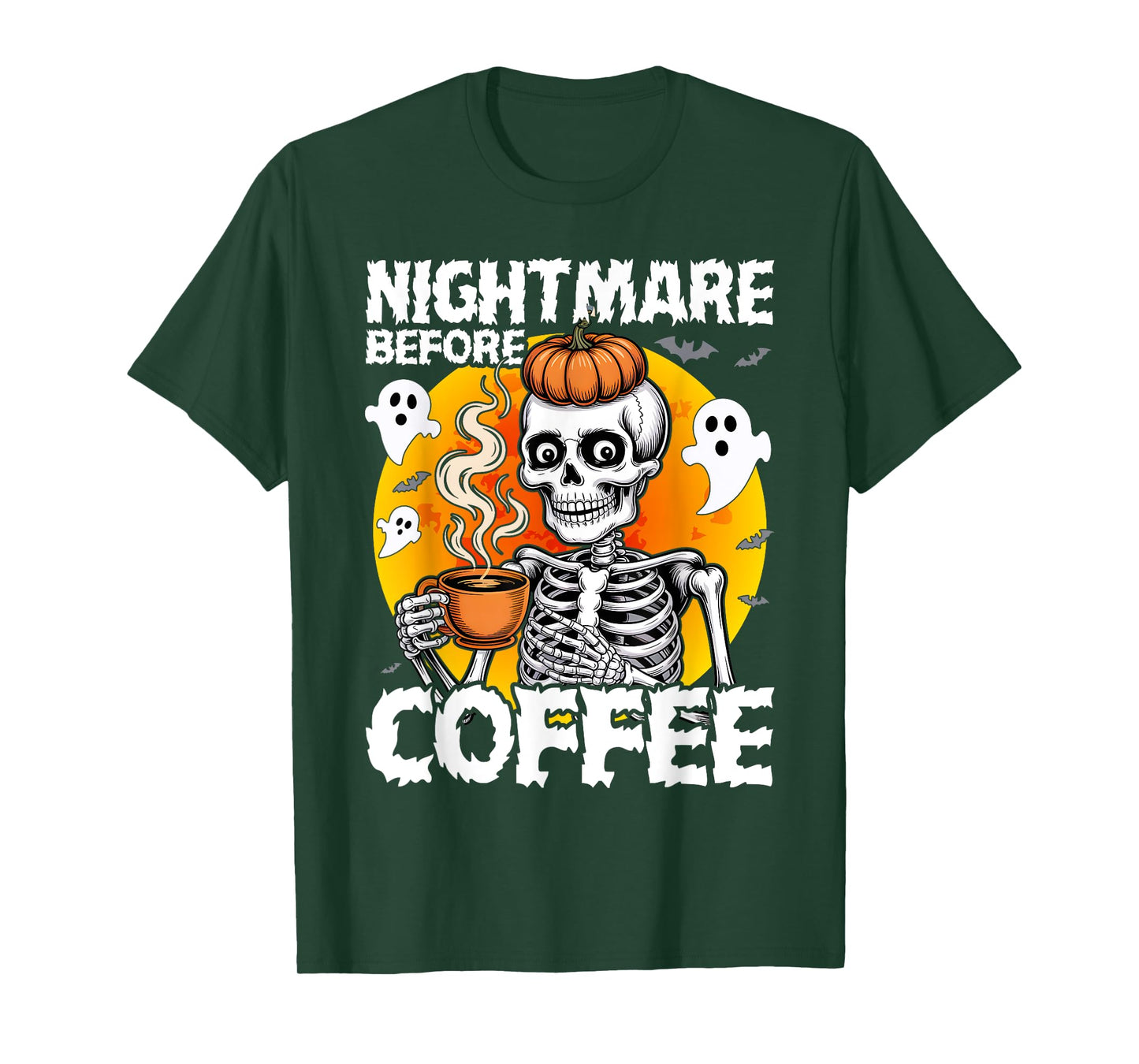 Nightmare Before Coffee Christmas Skeleton Funny Halloween T-Shirt