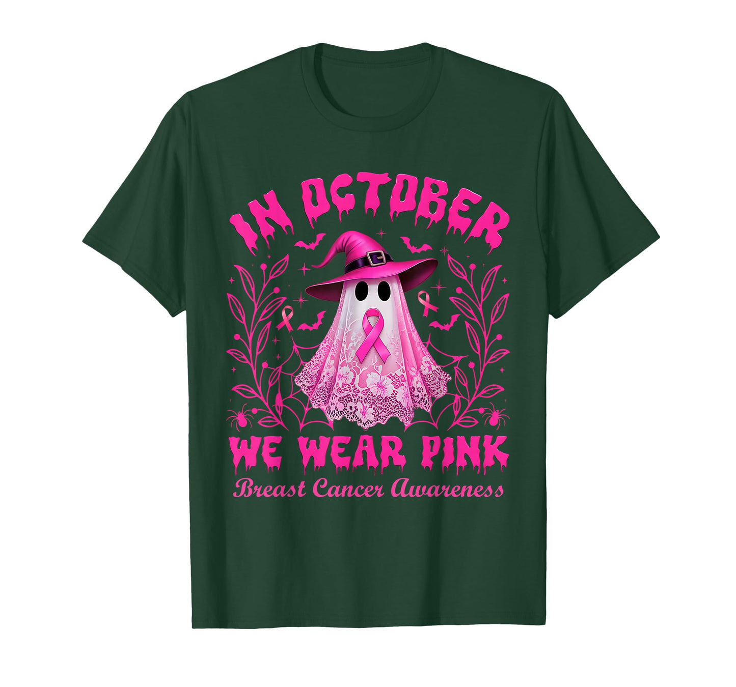Breast Cancer Halloween Women in October We Wear Pink T-Shirt