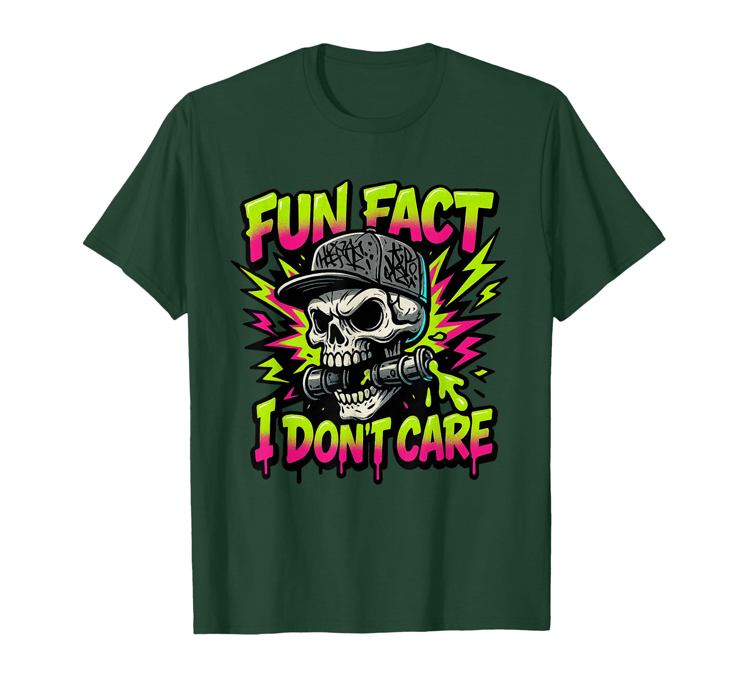 Fun Fact I Don't Care Cute Sarcastic Graffiti Skull Art Boys T-Shirt