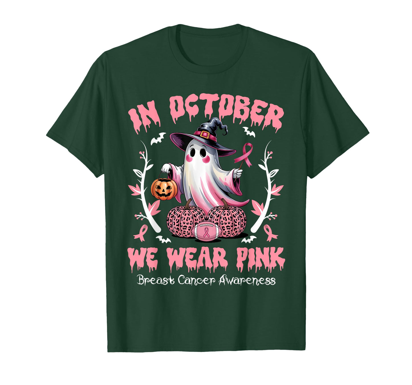 Breast Cancer Awareness Halloween in October We Wear Pink T-Shirt