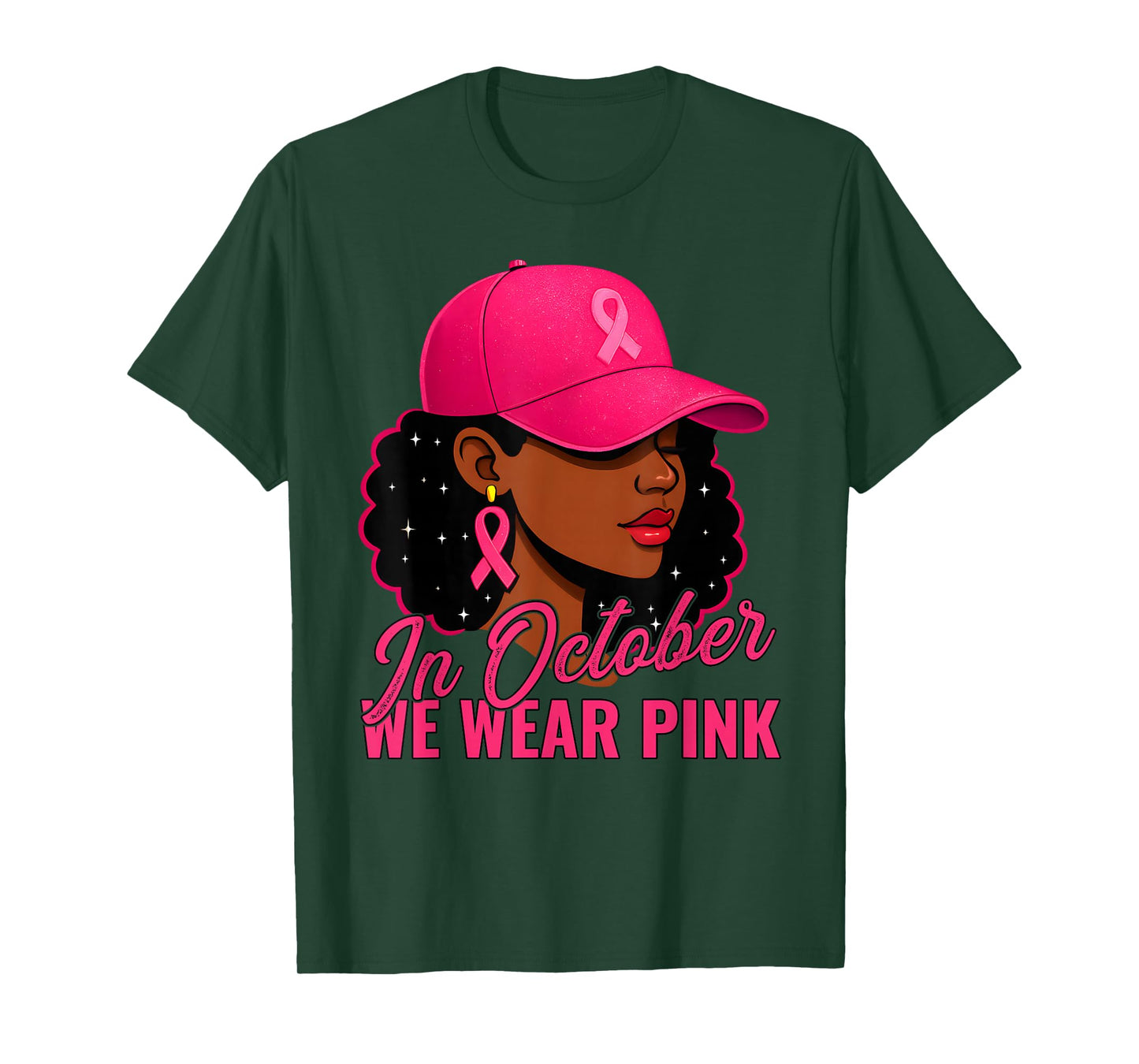 Black Women in October We Wear Pink Awareness T-Shirt