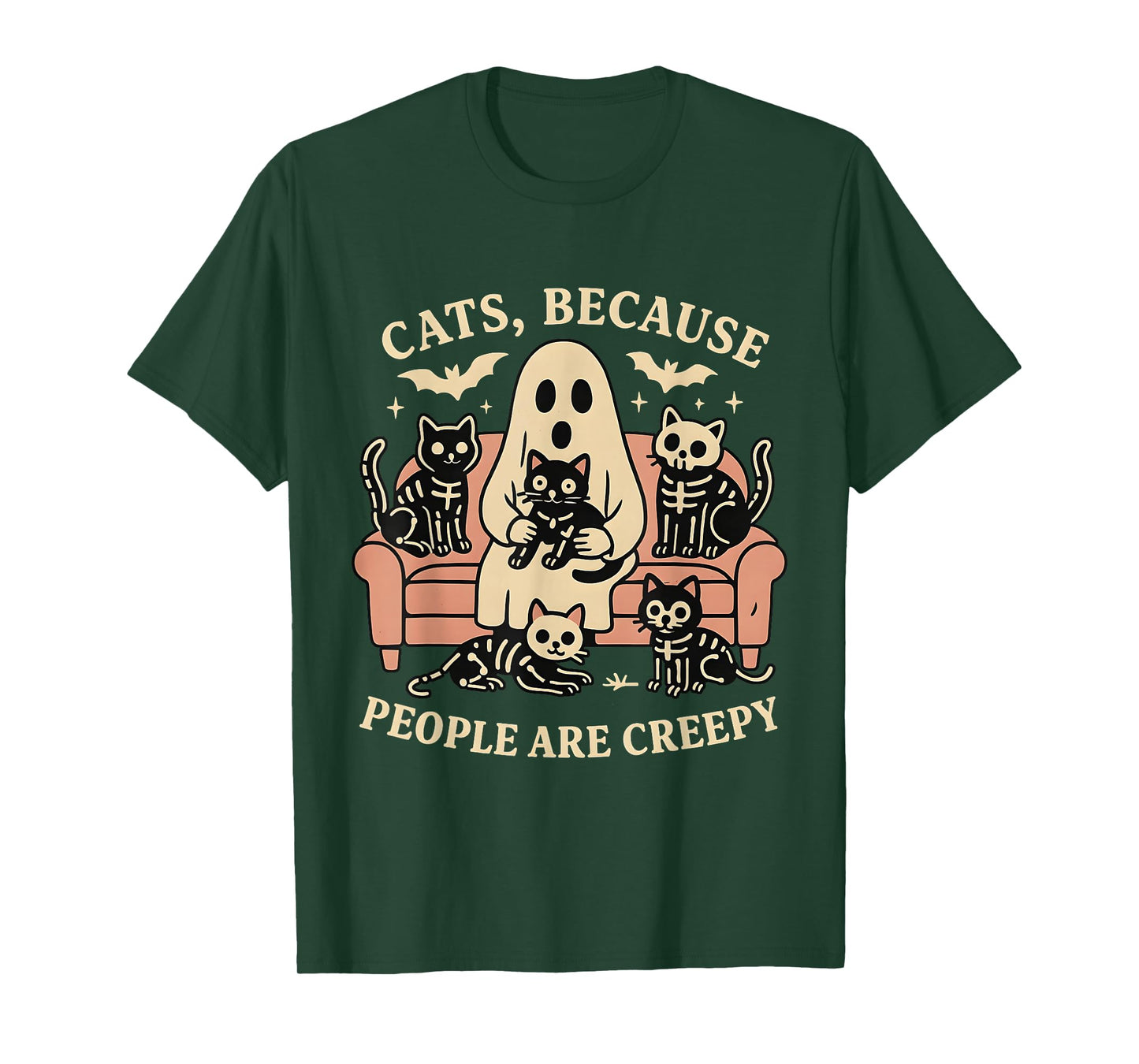 Cats Because People are Creepy Ghost Skeleton Tee T-Shirt
