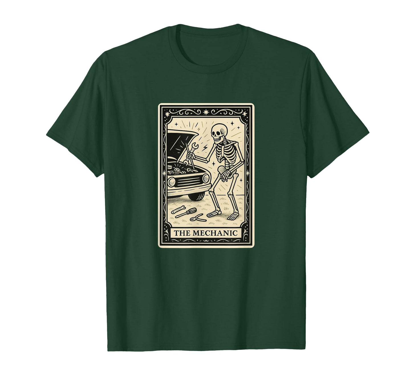 The Mechanic Tarot Card - Spooky Gothic Garage Workshop Car T-Shirt