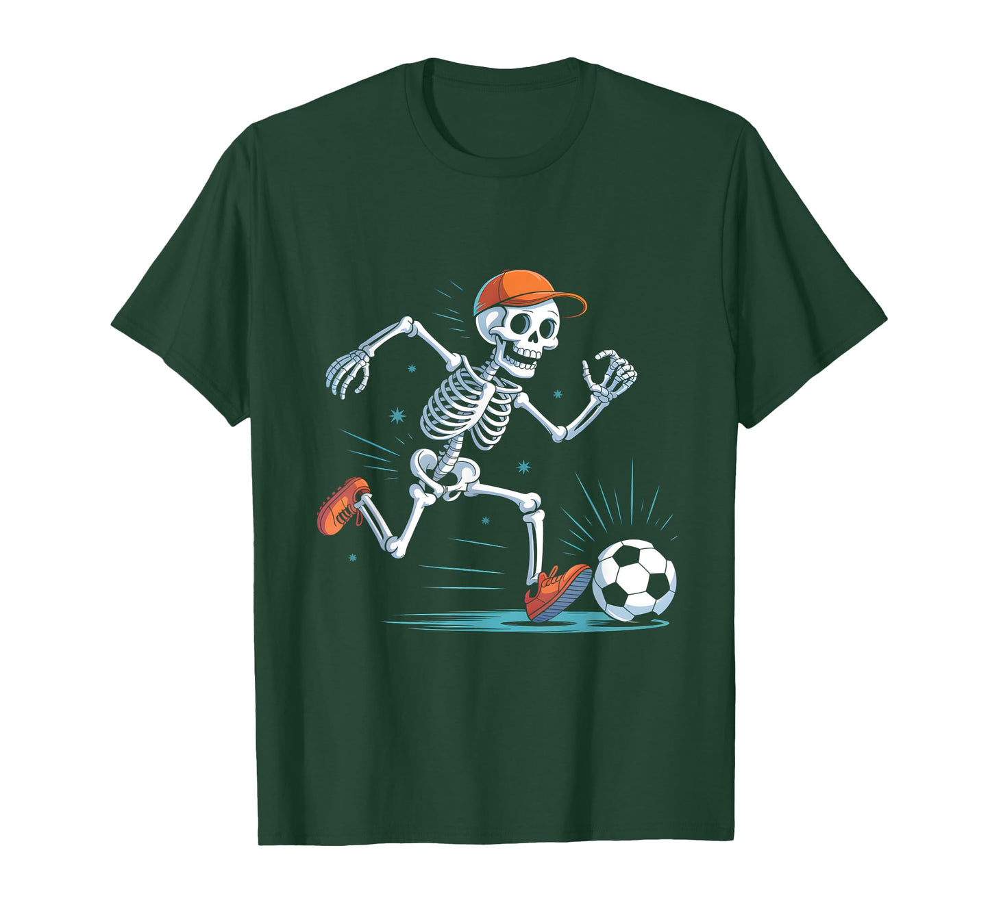 Skeleton Soccer Halloween Costume Funny Men Boys Kids T-Shirt