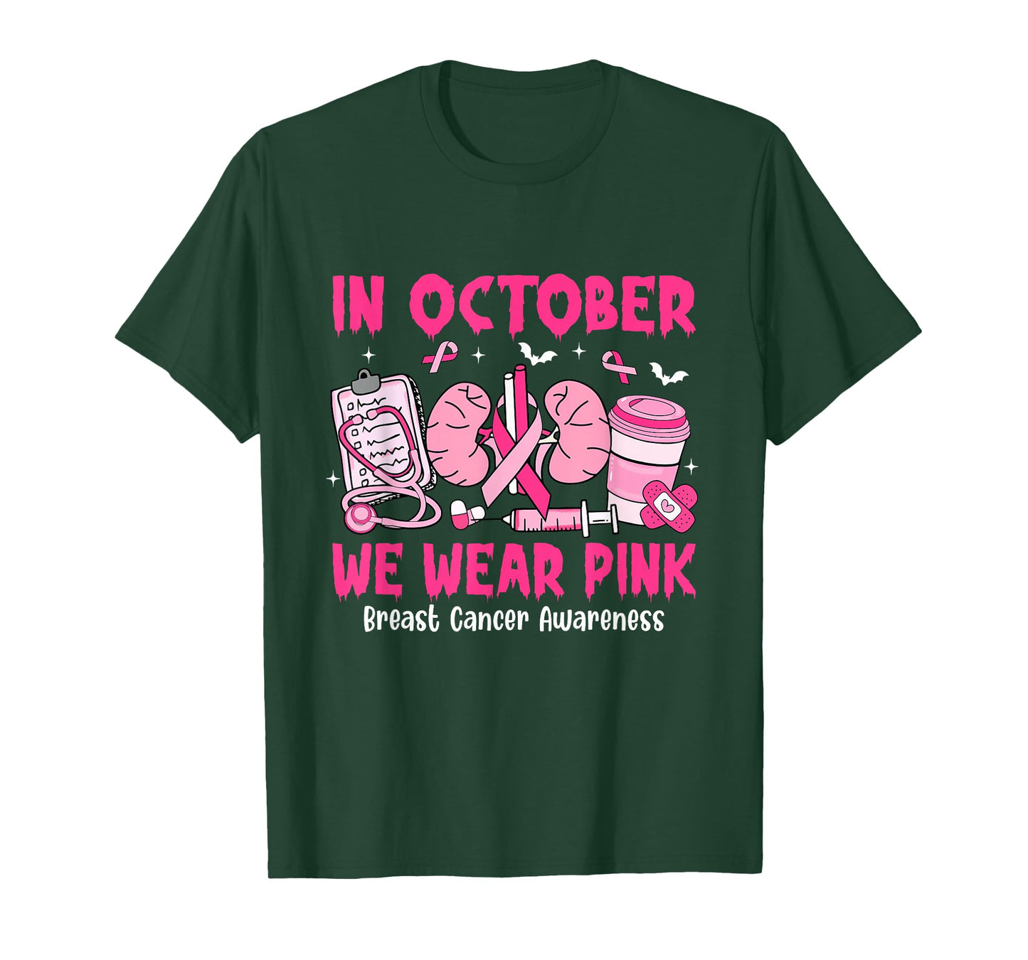 in October We Wear Pink Breast Cancer Urology Nurse T-Shirt