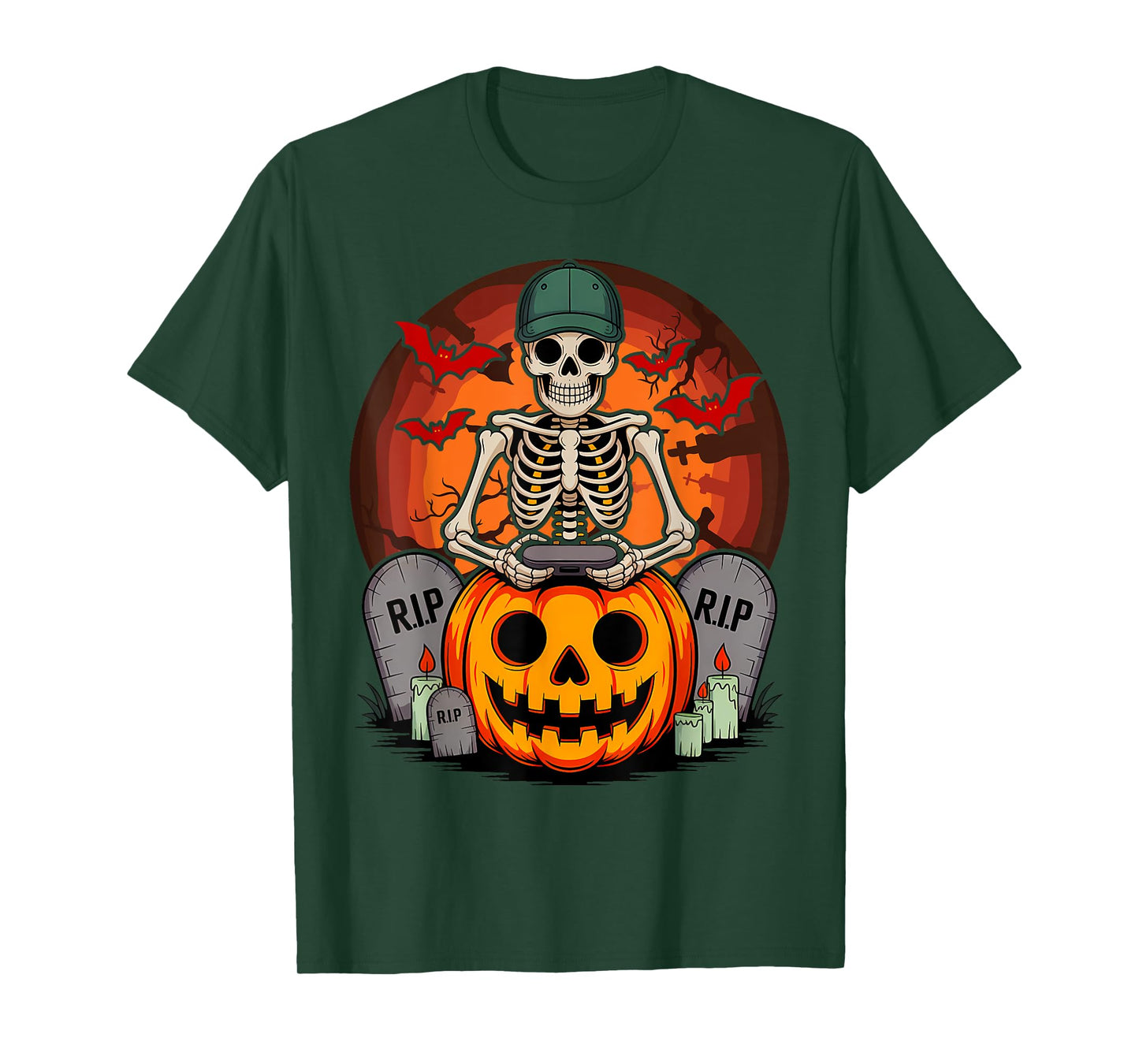 Halloween Gamer Skeleton Funny Gaming Costume Men Boys T-Shirt