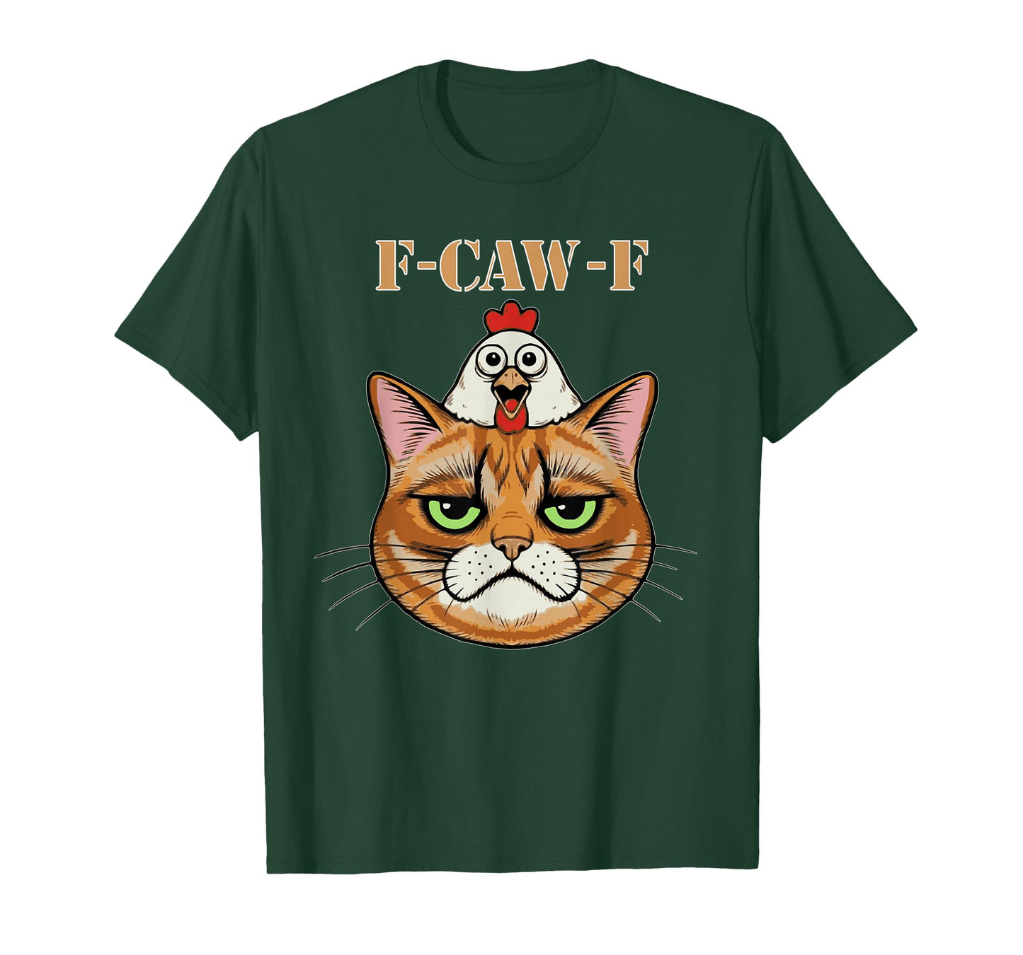 Funny F-CAW-F Cat and Chicken Meme T-Shirt