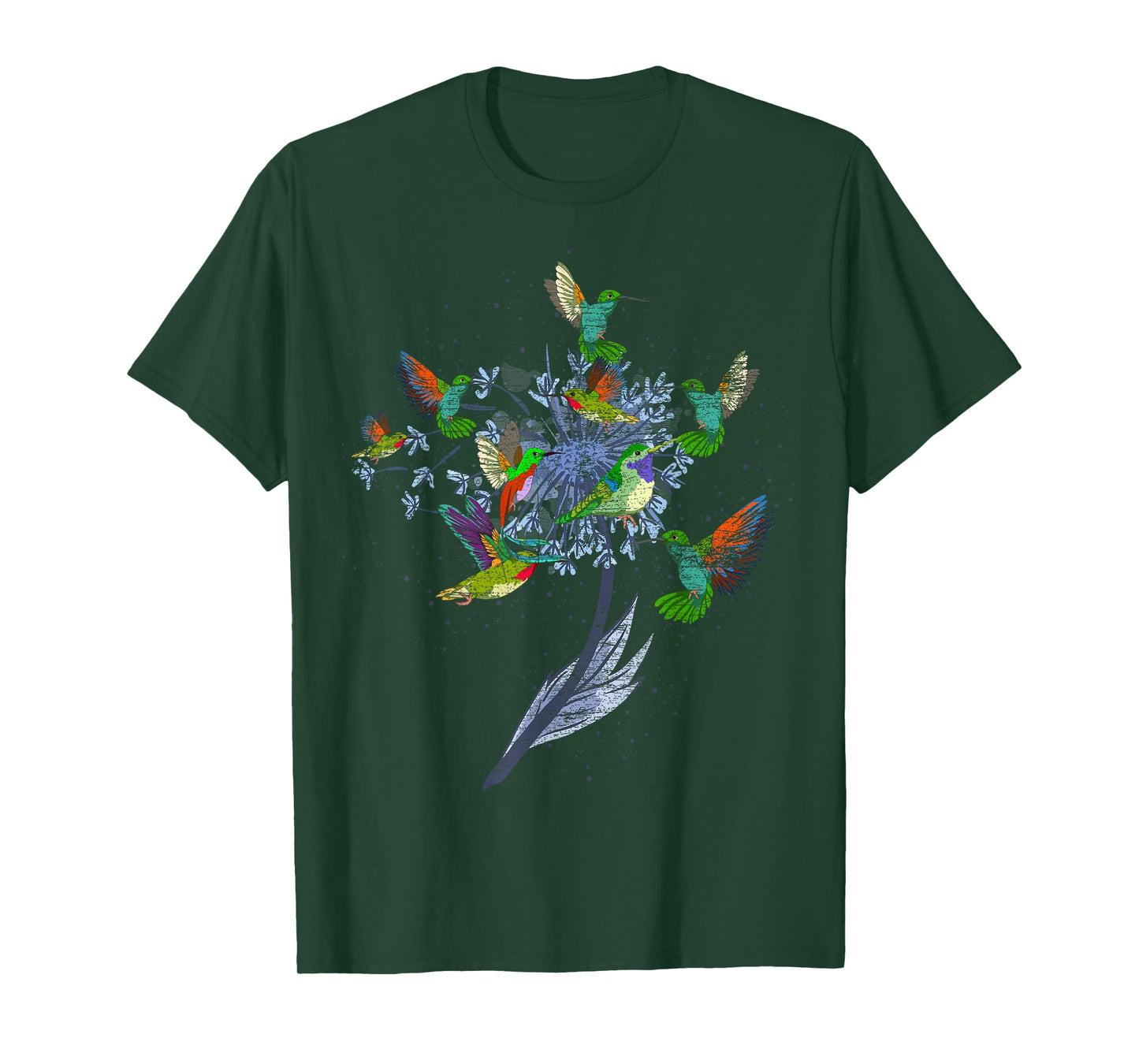 Vintage Nature Animal Bird Lover Flowers Pretty Hummingbird T-Shirt