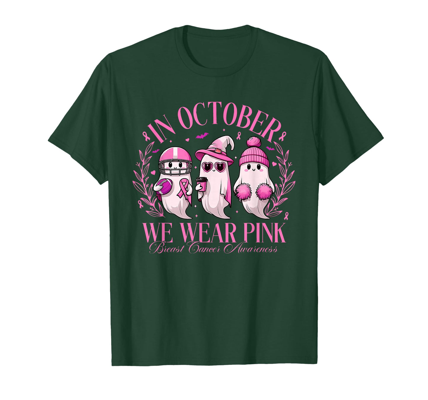 Breast Cancer Shirts Women Halloween in October We Wear Pink T-Shirt