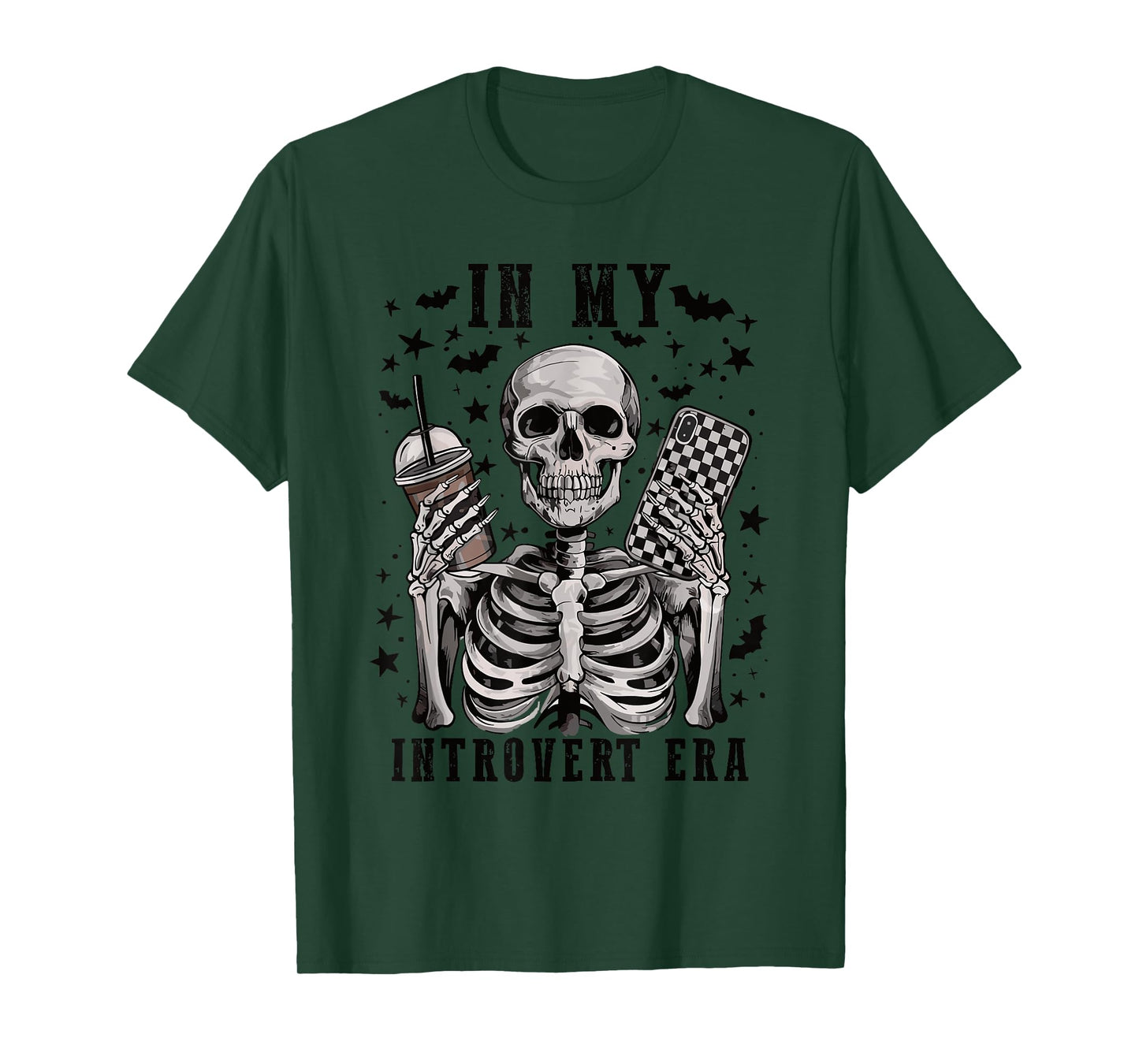 In My Introvert Era Retro Halloween Skeleton Coffee Womens T-Shirt