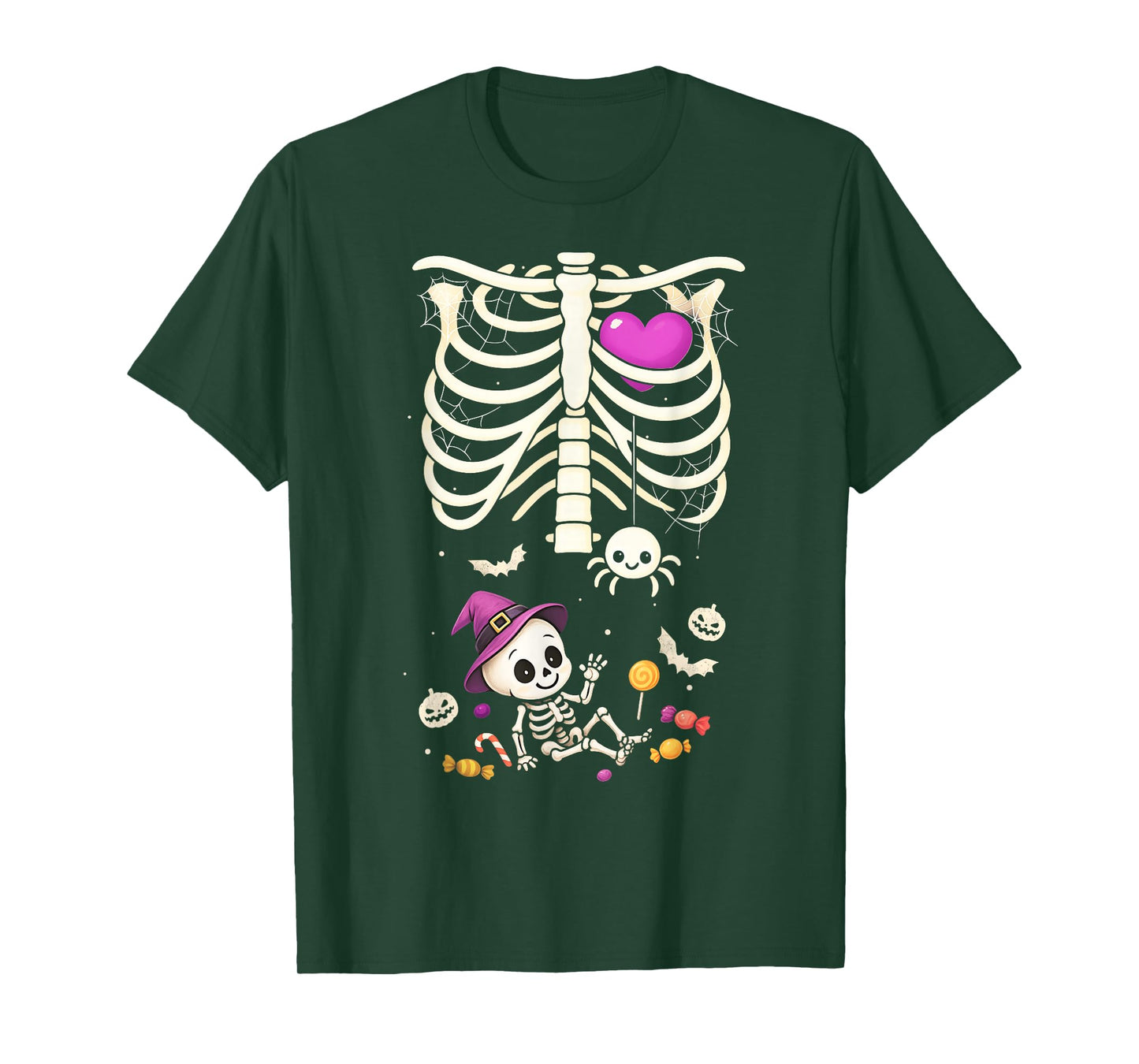 Halloween Pregnant Skeleton Mom Pregnancy Baby Announcement T-Shirt