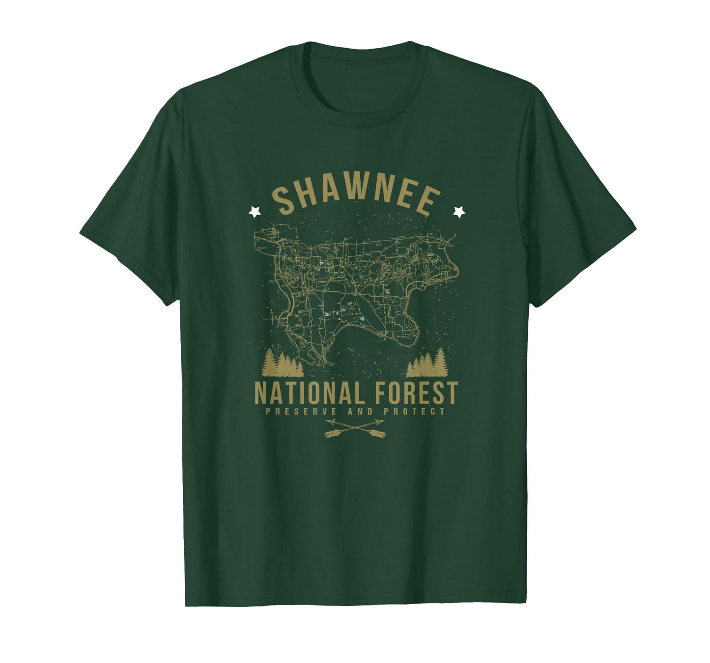 SHAWNEE National Forest Shirt Illinois Hiking Map Tee T-Shirt