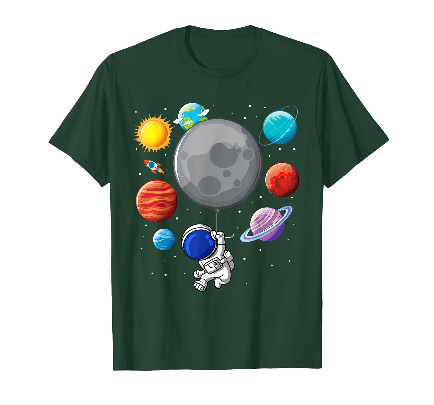 Astronaut Holding Planet Balloons Solar-System Space Kids T-Shirt