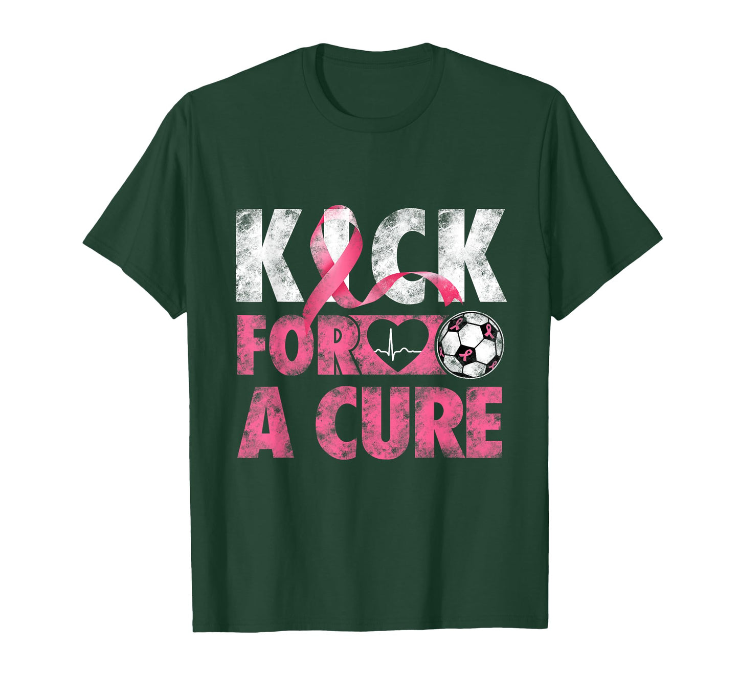 Kick For a Cure Breast Cancer Awareness Pink Ribbon Soccer T-Shirt