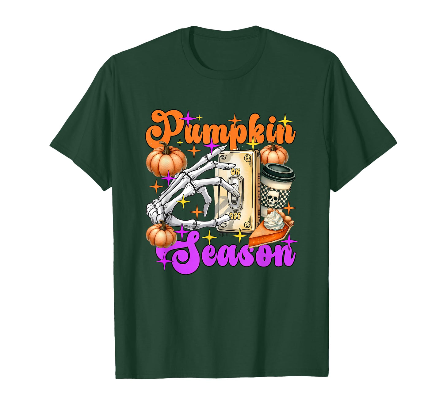 Pumpkin Season Skeleton Coffee Pie T-Shirt