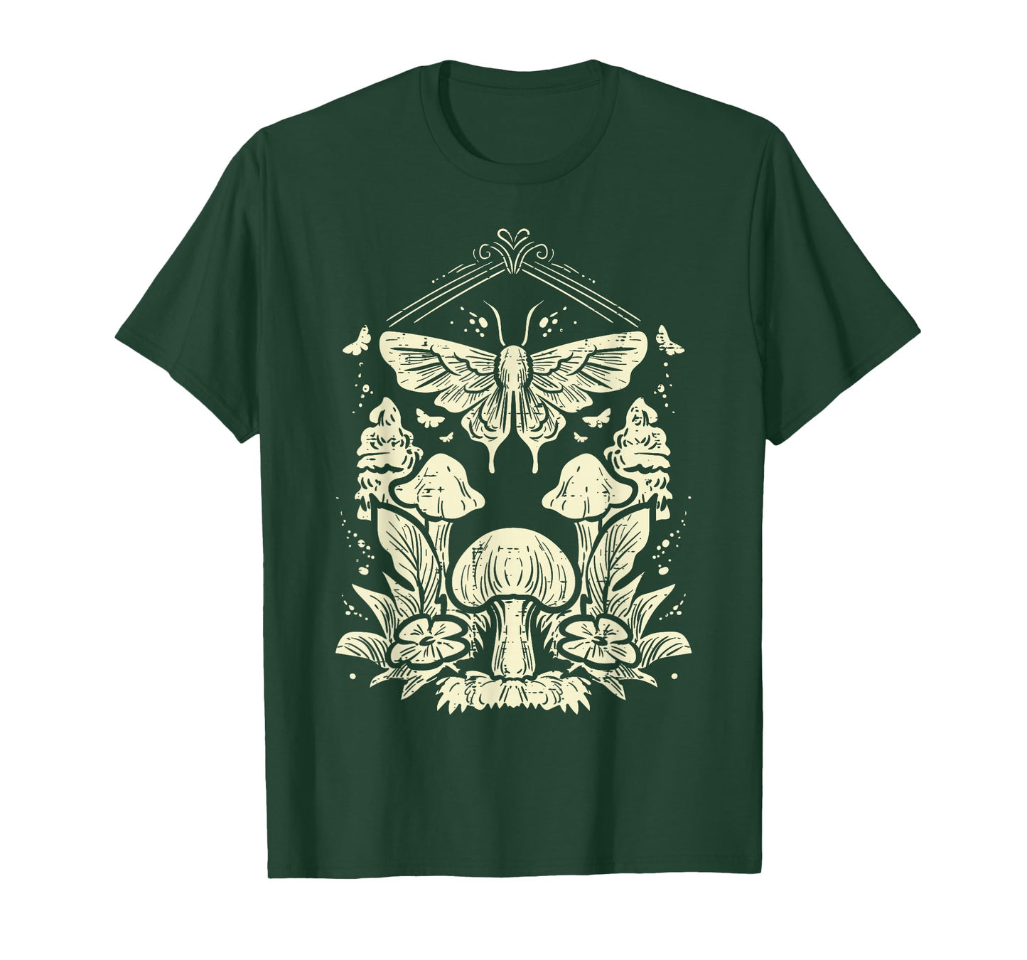 Moth Mushrooms Fairycore Fairy Grunge Nature Women Girls Kid T-Shirt