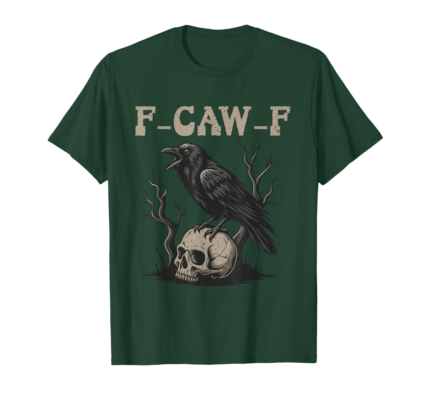 Black Crow F-Caw-F Full Moon Gothic Black Bird Adult Humor T-Shirt