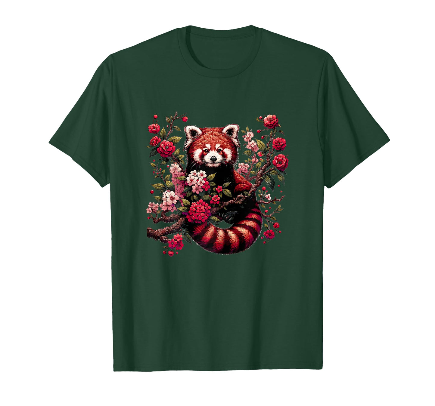 Red Panda Japanese Cherry Blossom Flower T-Shirt