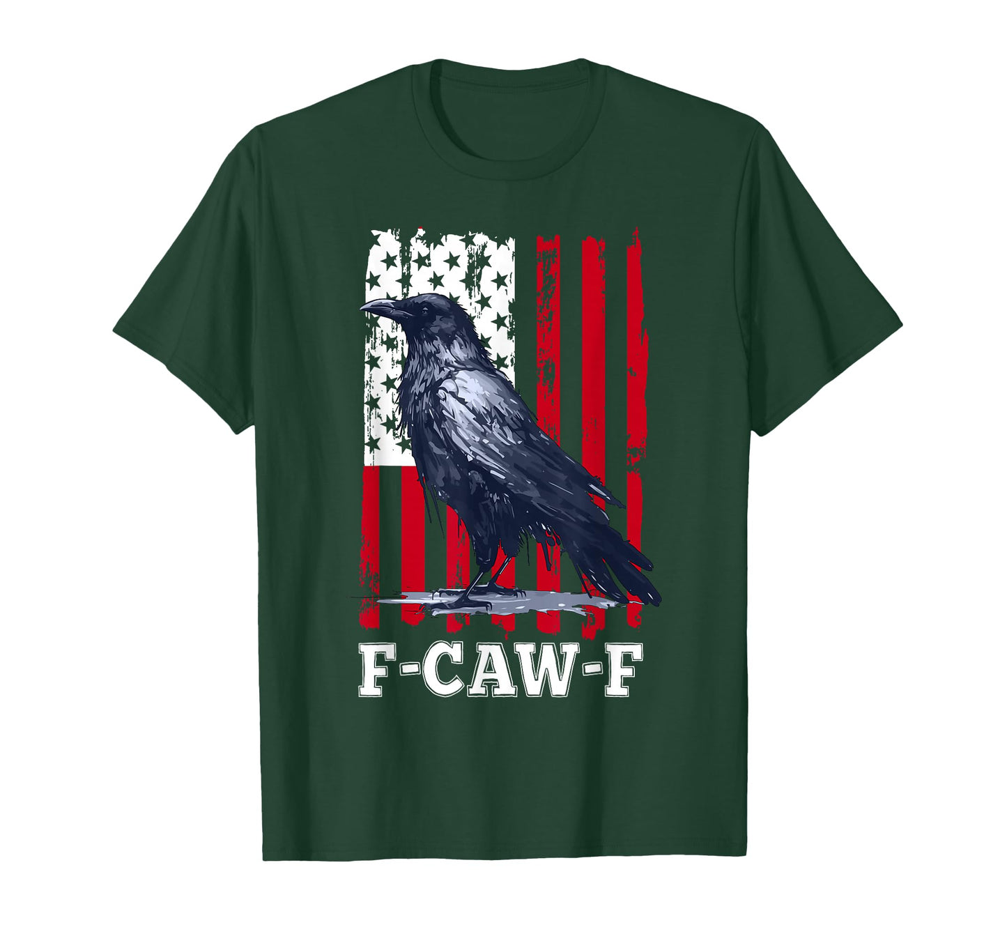 Black Crow F-Caw-F Funny Black Bird US Flag Adult Humor T-Shirt