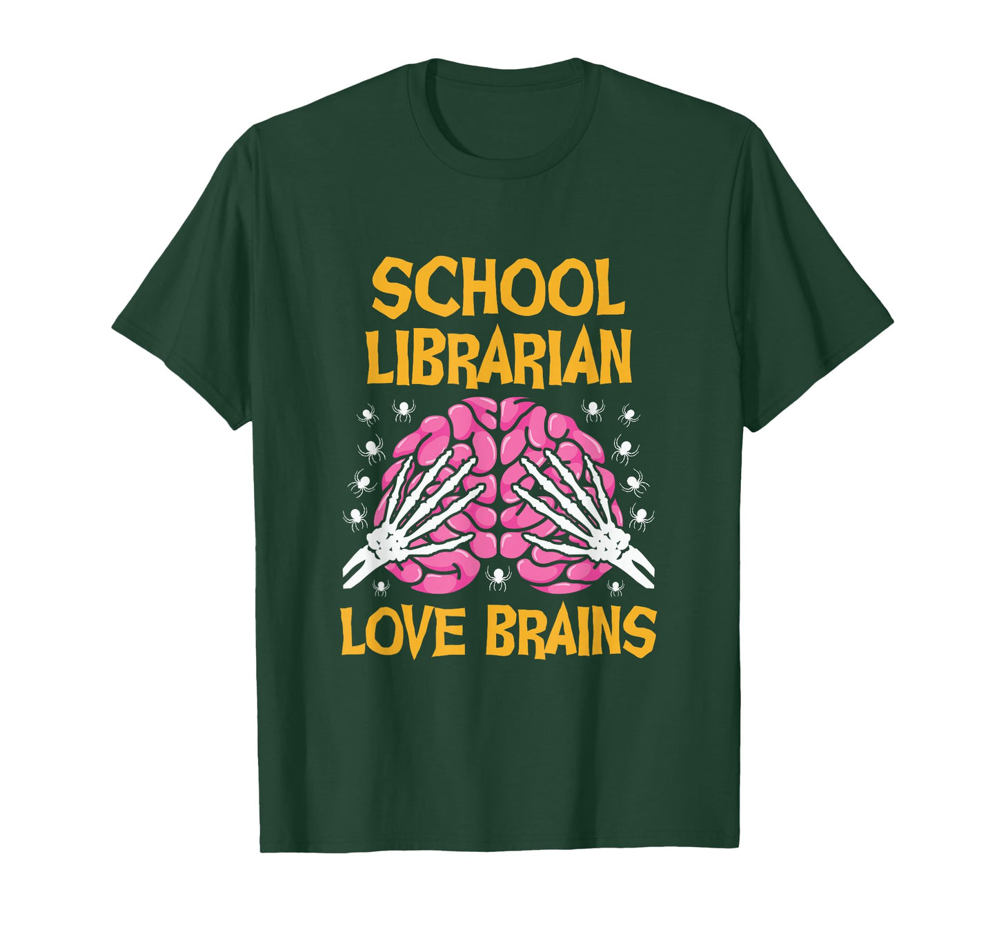 School Librarian Love Brains Funny Halloween School T-Shirt