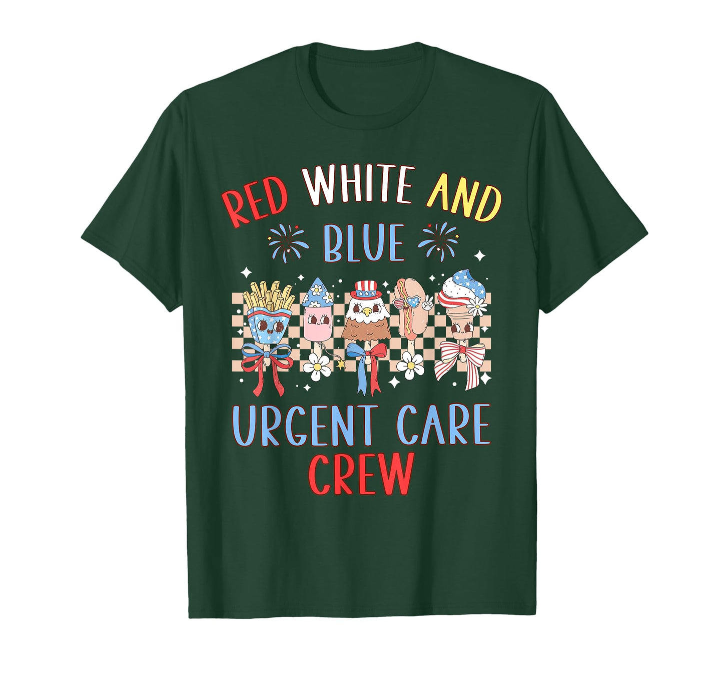 Red White And Blue Urgent Care Crew 4th Of July Icu Nursing T-Shirt