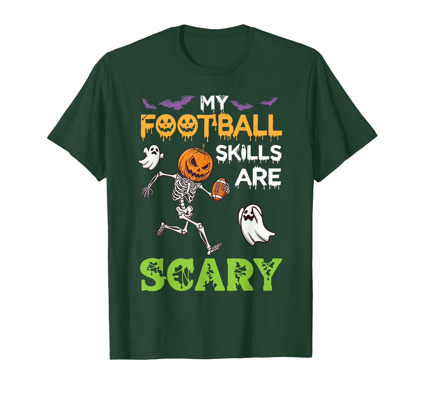 My Football Skills are Scary Halloween Pumpkin Skeleton Play T-Shirt