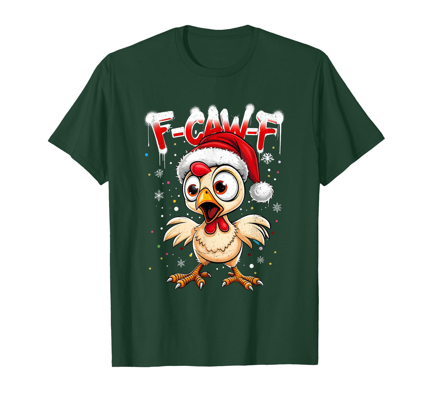 F-Caw-F Funny Chicken Humor Santa Christmas Rooster Joke T-Shirt