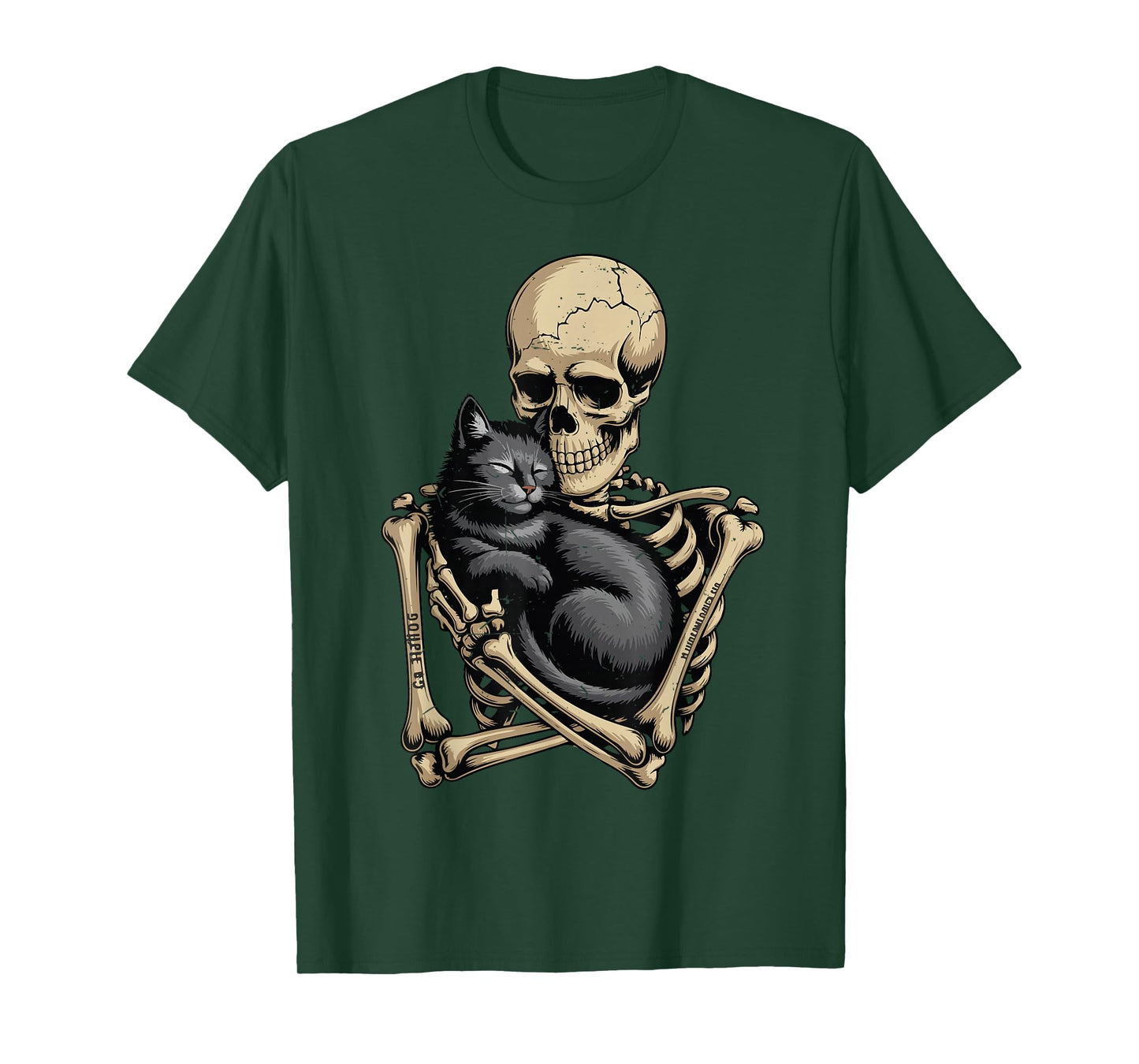 Black Cat Halloween Skeleton Hugging Cat Funny Lover Dad Mom T-Shirt
