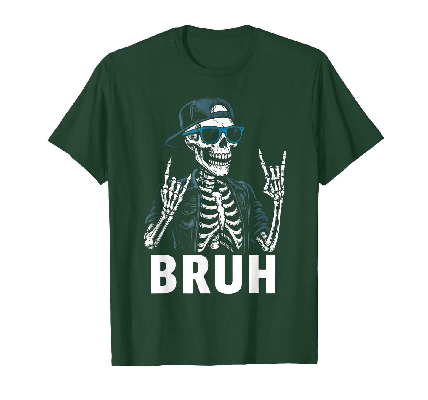 Cool Bruh Skeleton Rock On Halloween Men Teens Boys Kids T-Shirt