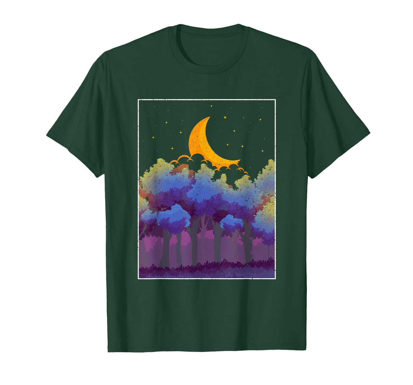 Crescent Moon Forest Trees Outdoor Moonlight Nature T-Shirt