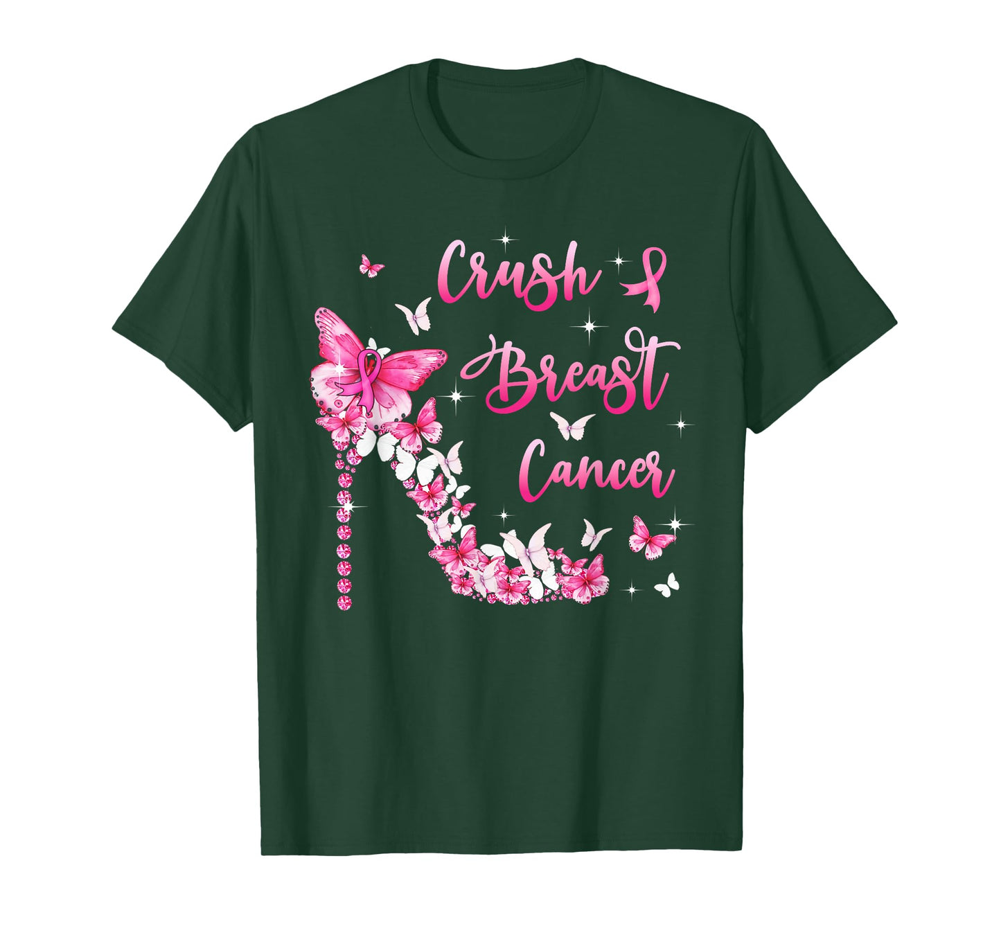 Crush Breast Cancer Awareness Bling Pink Ribbon High Heel T-Shirt