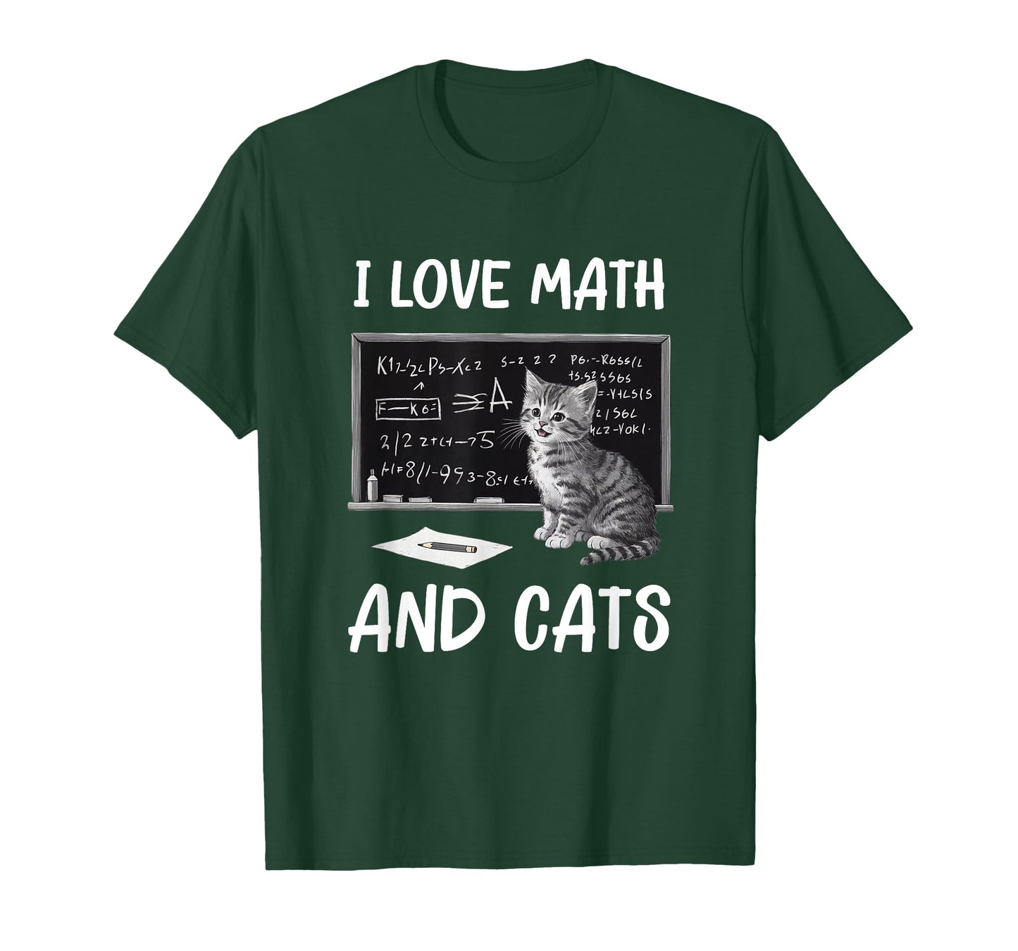 I Love Math And Cats Funny Cat Lover Science Teacher Student Men Women Kids T-Shirt