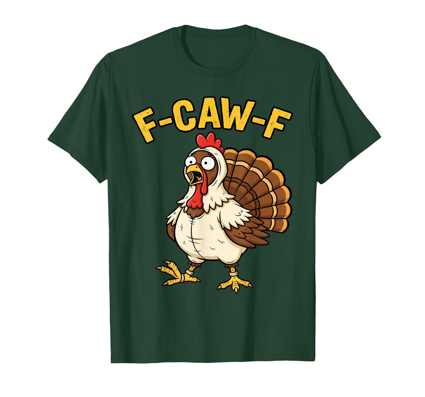 Funny Thanksgiving Turkey F-Caw-F Cartoon Design T-Shirt