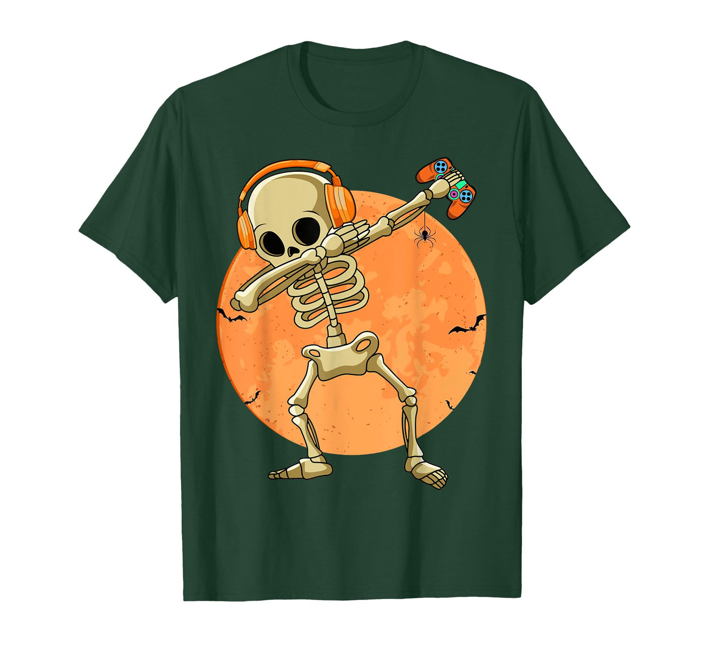Halloween Moon Skeleton Gamer Video Games Boys Teen Gaming T-Shirt