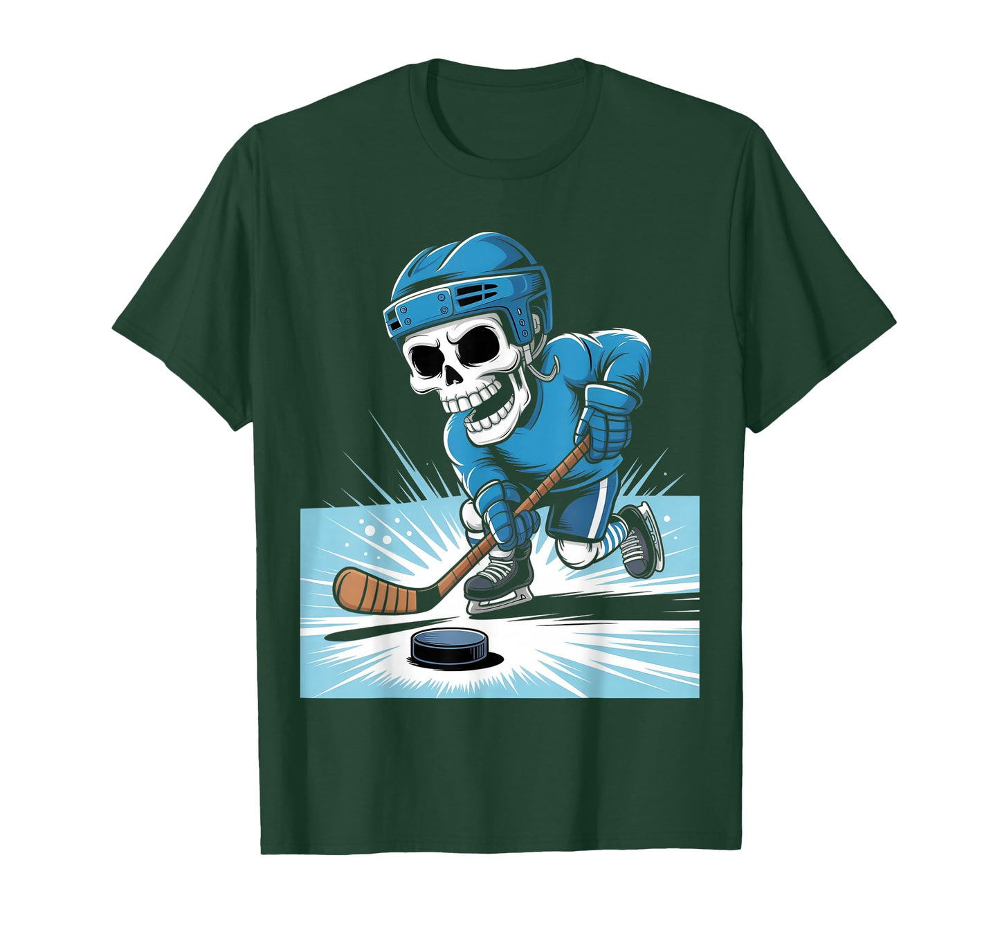 Skeleton Ice Hockey Halloween Costume Boys Men Funny Sport T-Shirt