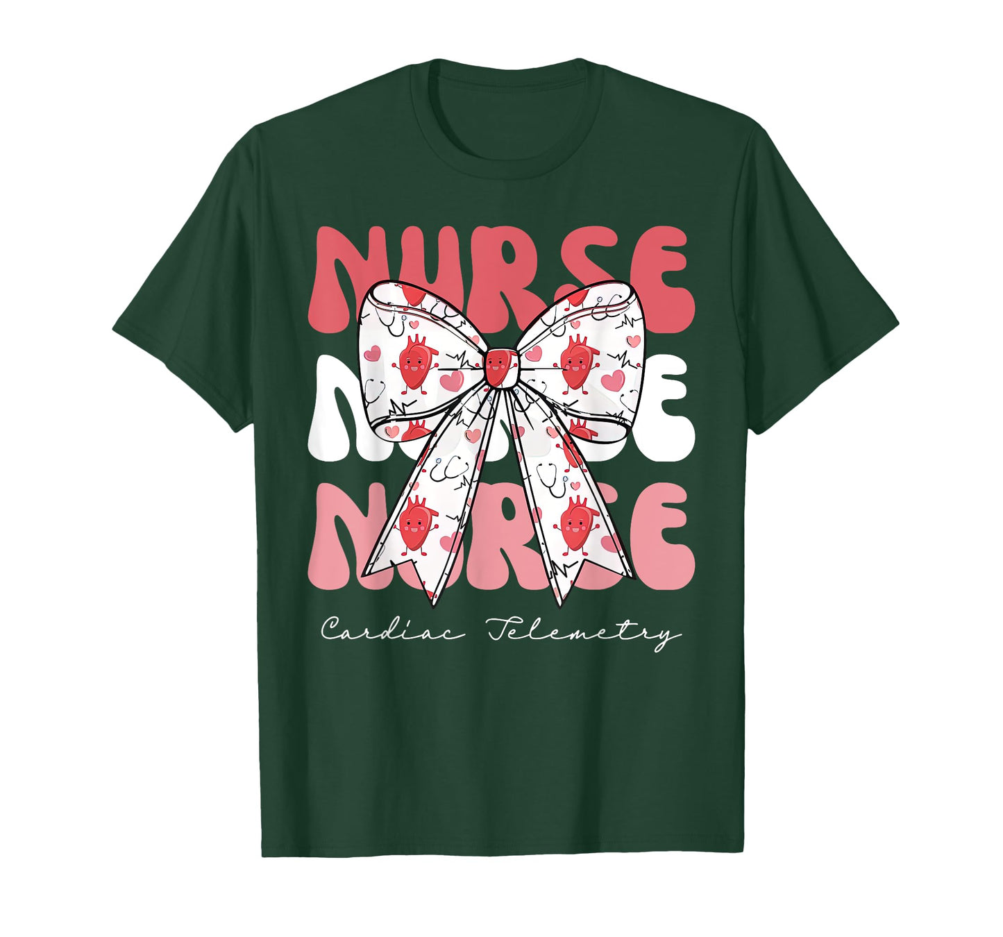 Cardiac Telemetry Nurse Coquette Bow Cardiac RN Nursing T-Shirt