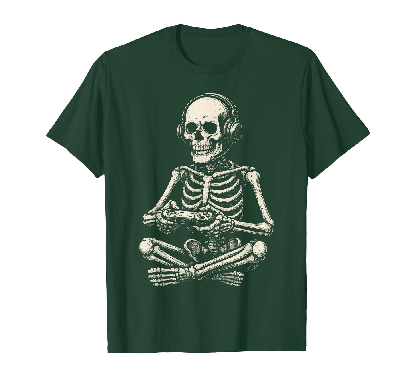 Halloween Skeleton Gamer Video Gaming Men Kids Tees Funny T-Shirt