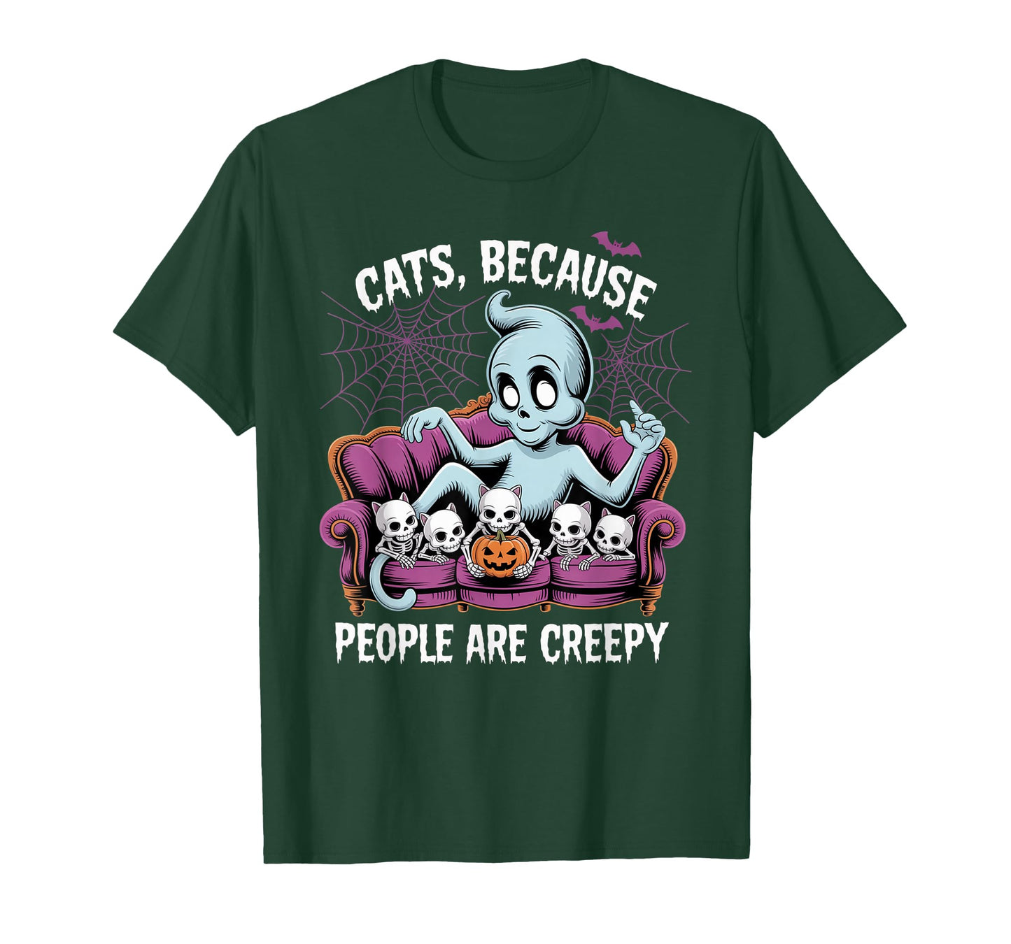 Cats Because People are Creepy Ghost Halloween Cat Mom Kids T-Shirt