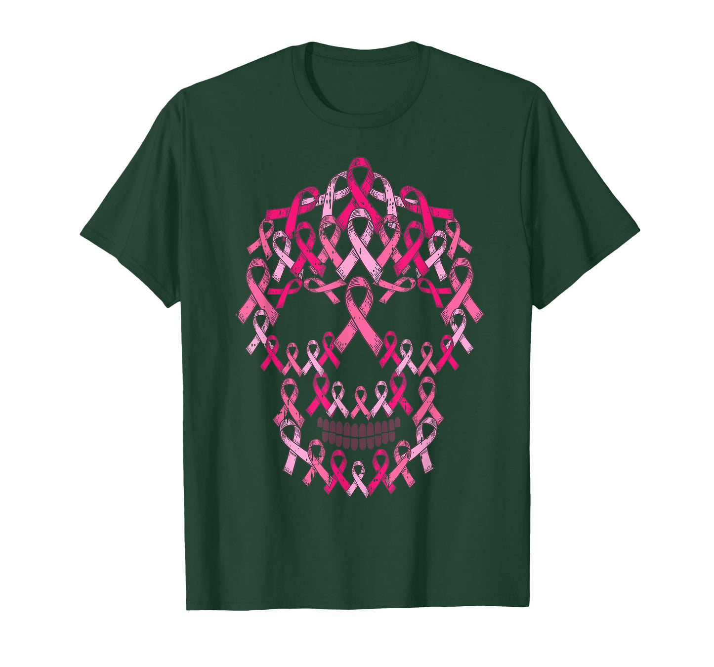 Pink Ribbon Skull Costume Cool Halloween Breast Cancer Gifts T-Shirt