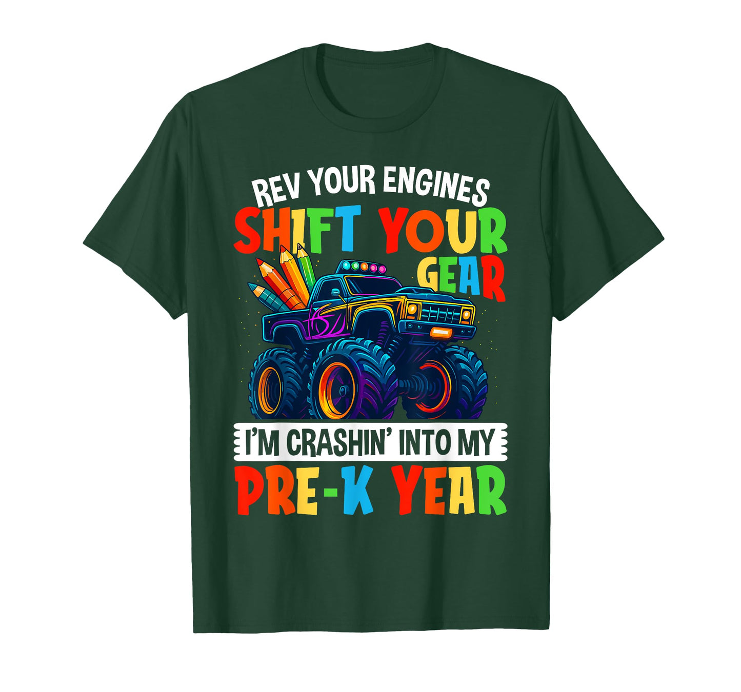 First Day Of School Shirt Pre-K Monster Truck Boys Kids T-Shirt