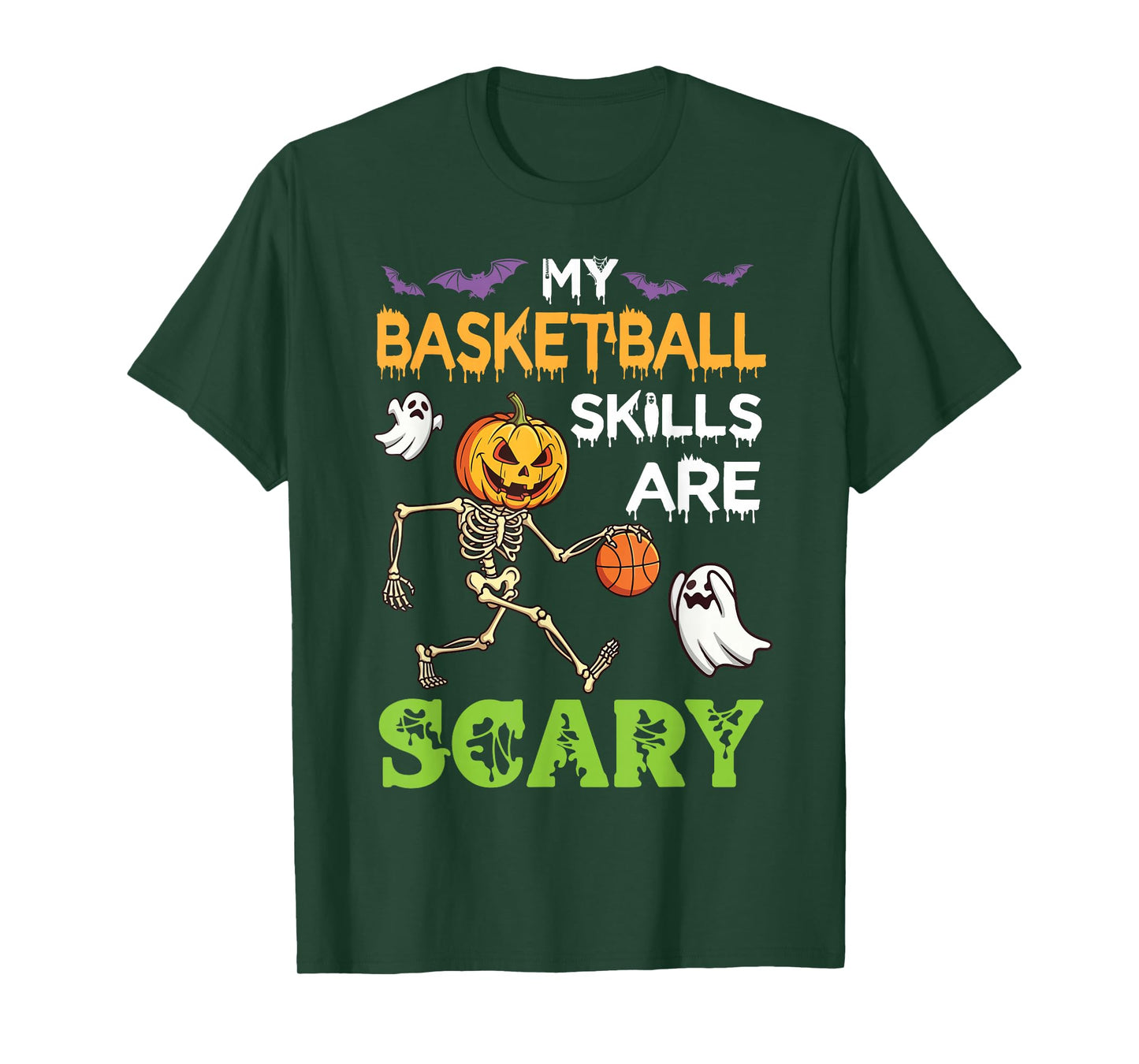 My Basketball Skills are Scary Halloween Pumpkin Skeleton T-Shirt