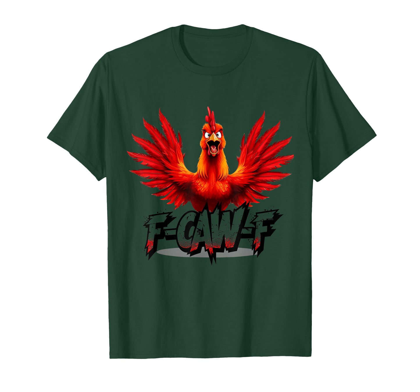 F-Caw-F Red Chicken Funny Graphic Cartoon Bird T-Shirt