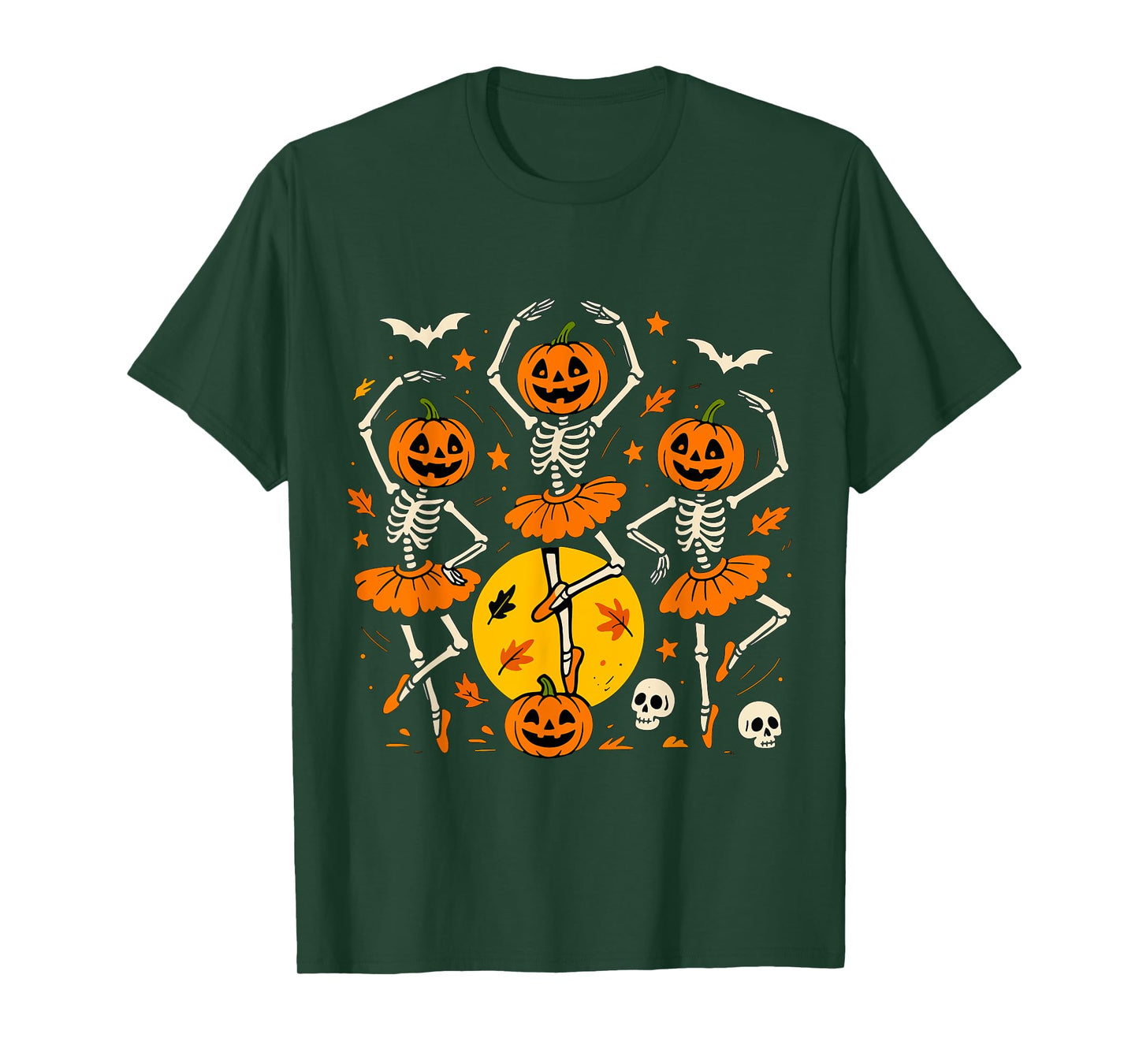 Ballet Pumpkin Skeleton Scary Halloween Men Women Boys Girl T-Shirt