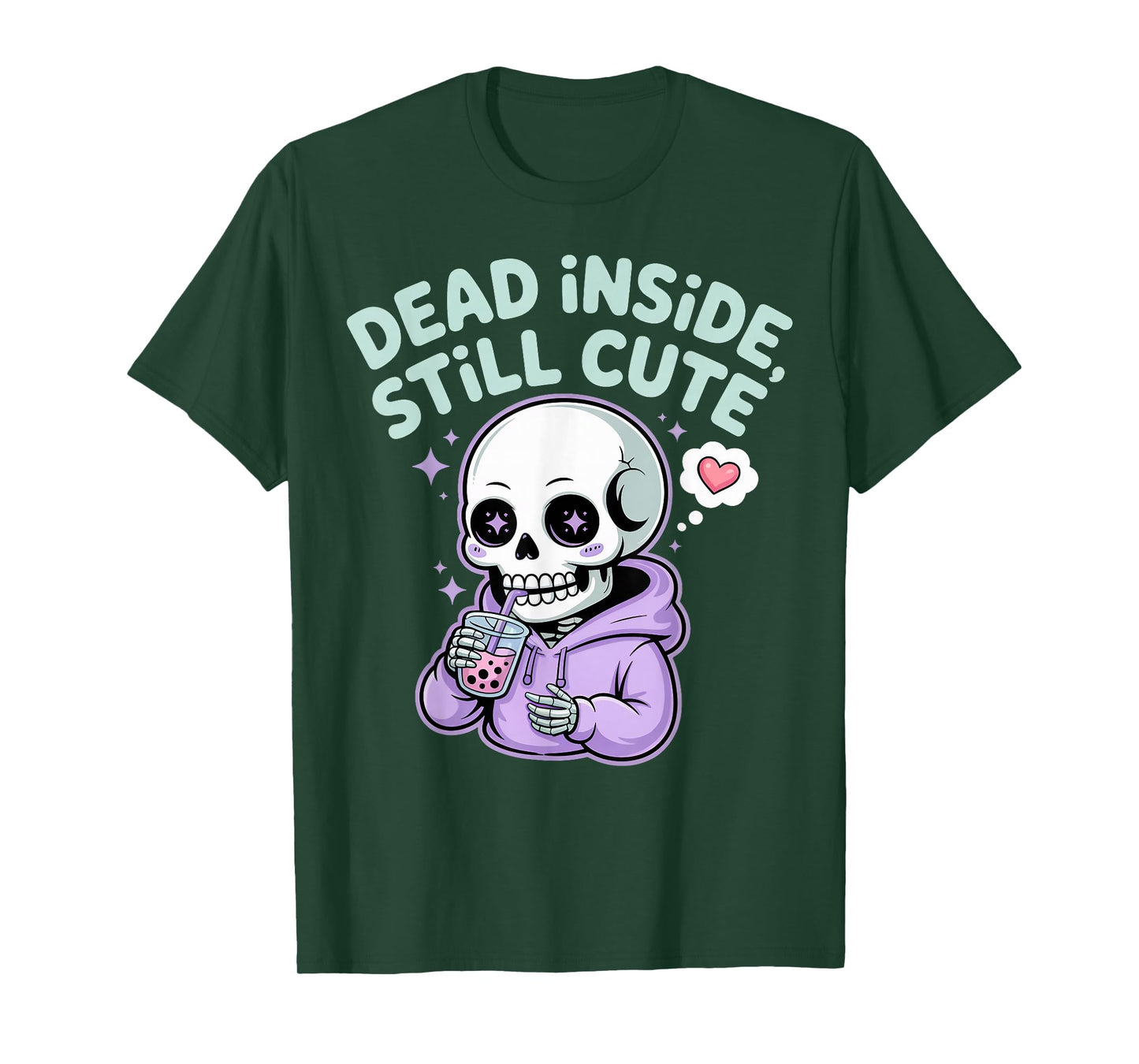 Dead Inside Still Cute Skeleton Boba Sipping T-Shirt